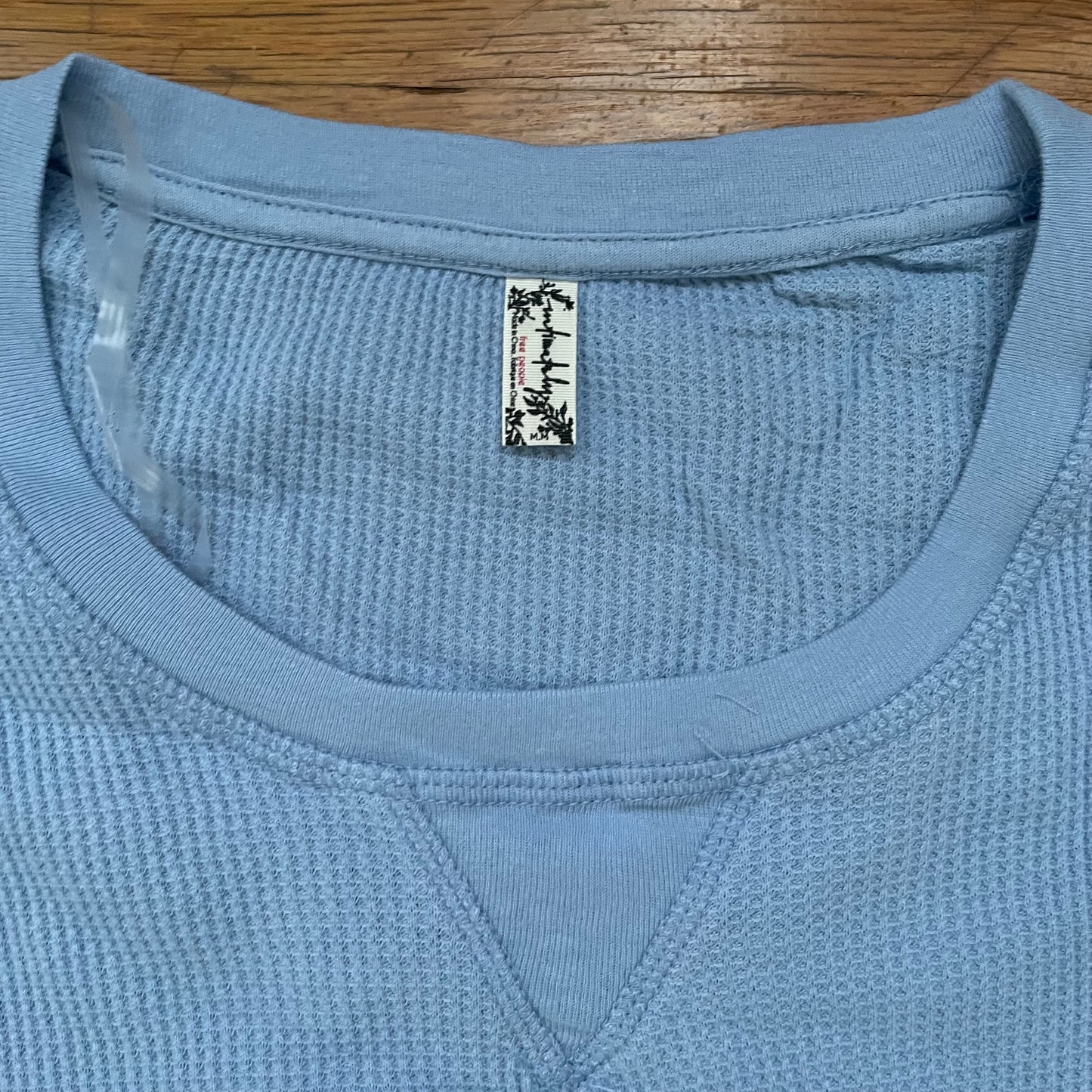 #116 Intimately Free People waffle gown top blue medium new