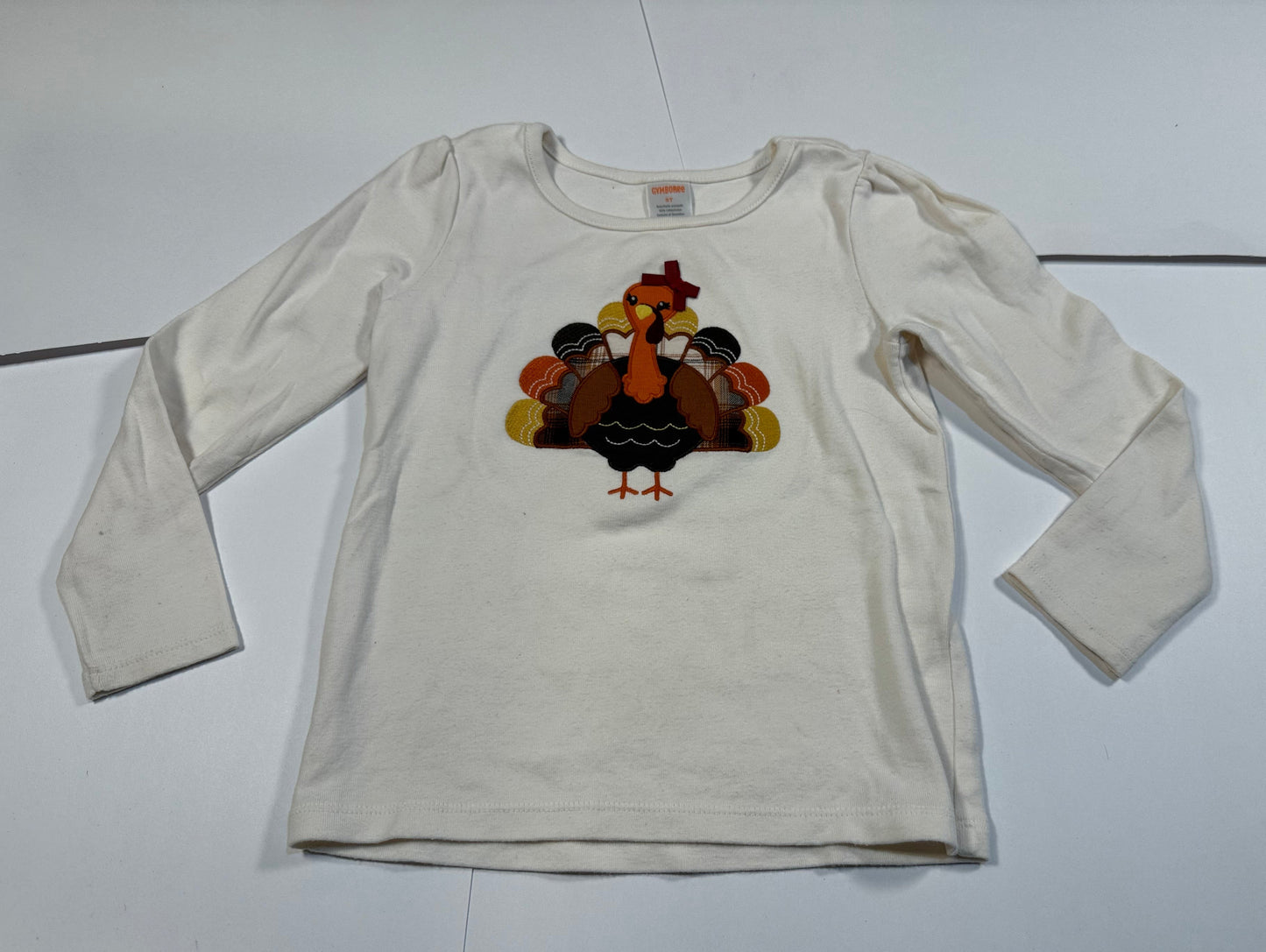 #180 Girls 5 Gymboree Turkey Applique Shirt