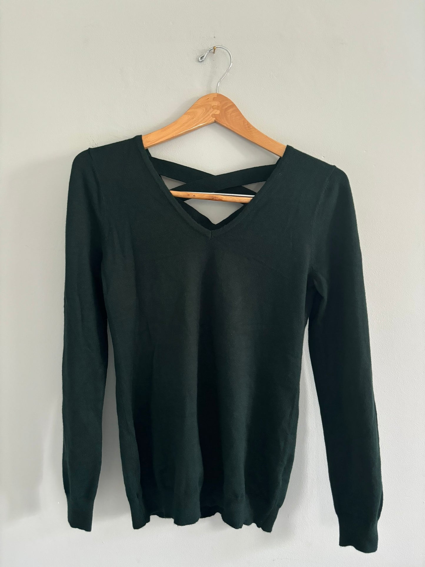 #101 Love Ellie Mia Back Detail Sweater Dark Green Women Size XS