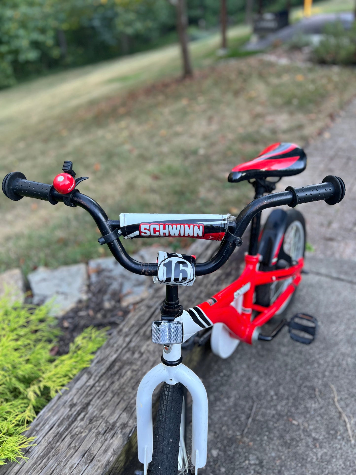 Seller #115 - REDUCED Schwinn Red & White 16” Youth Bike with Bell, GUC