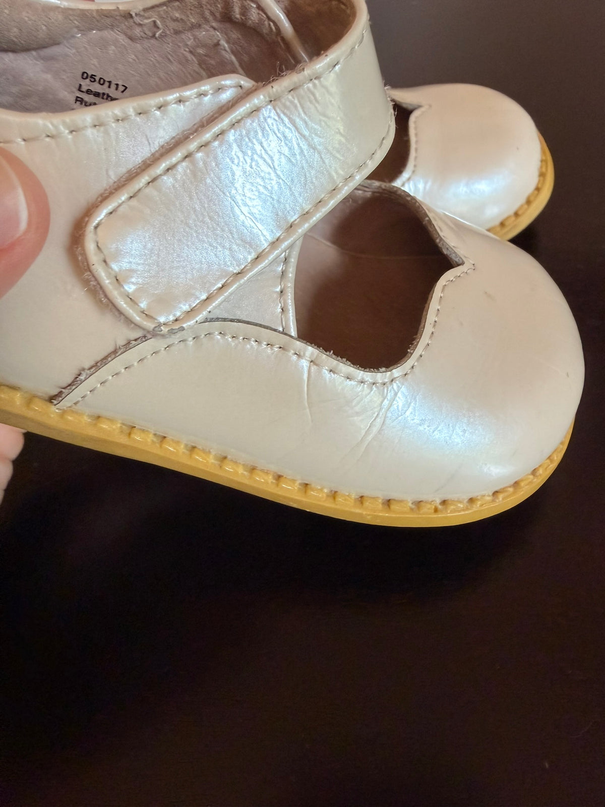 #85 Livie & Luca Shimmer Pearl Off-White Mary Janes, Girls Shoes 5