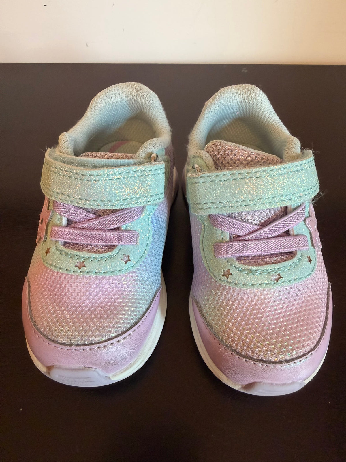 #85 Stride Rite Purple & Green Light-up Tennis Shoes, Girls Shoes 5