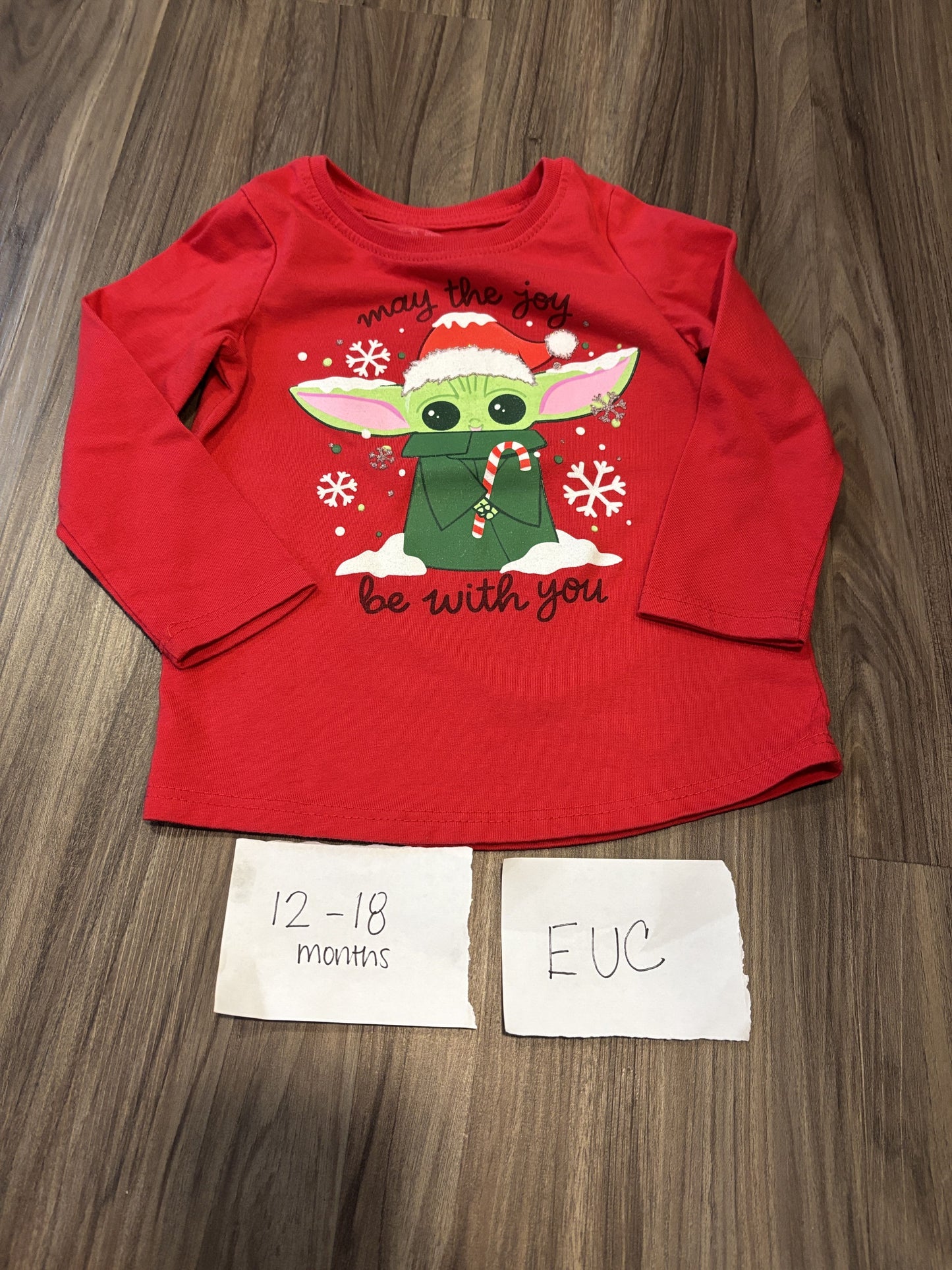 #138 - 12-18 Mo - EUC Baby Yoda Christmas LS Shirt - PU 45236