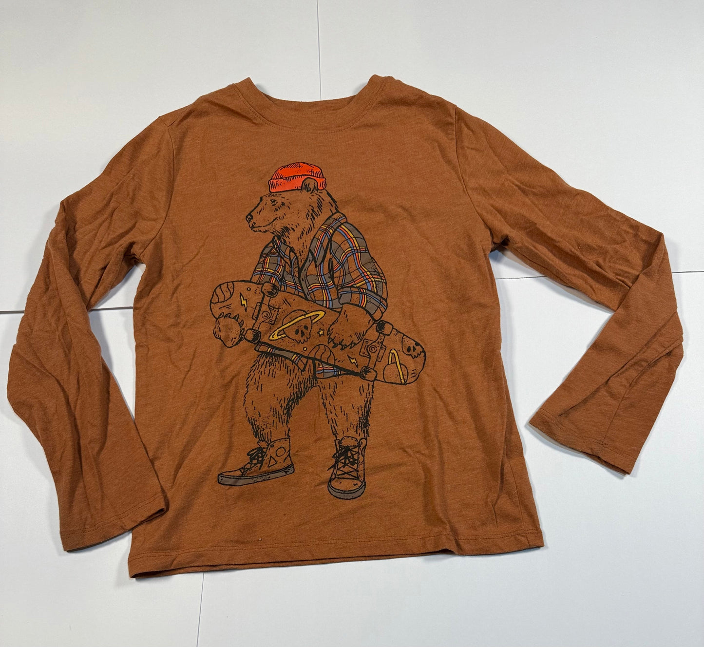 #180 Boys Medium 8 Cat & Jack Long Sleeve Bundle- Skate Bear and Snack Attack Shark