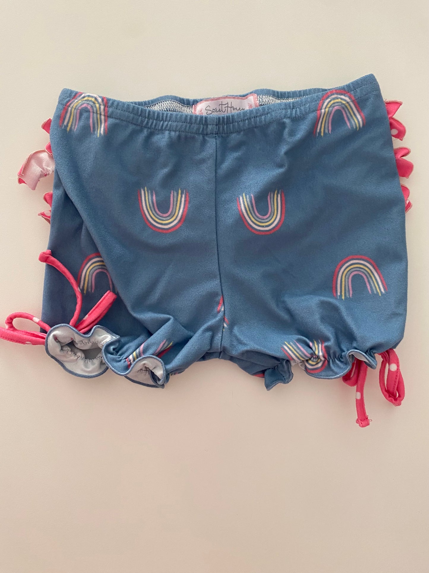 #117- Girls 3T, Sweet Honey blue rainbow nightgown, GUC
