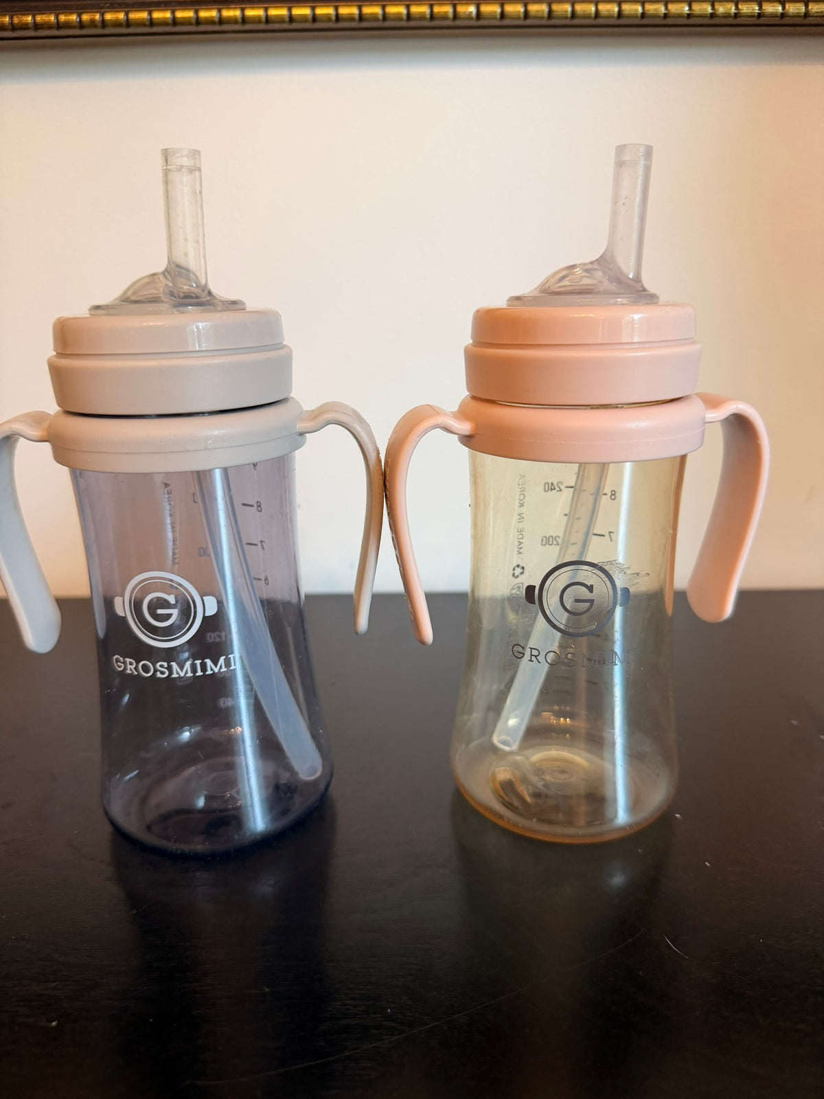 #85 Grosmimi Pair 2 Spill Proof Sippy Cup with Straw and Handle 10oz, Feeding Supplies