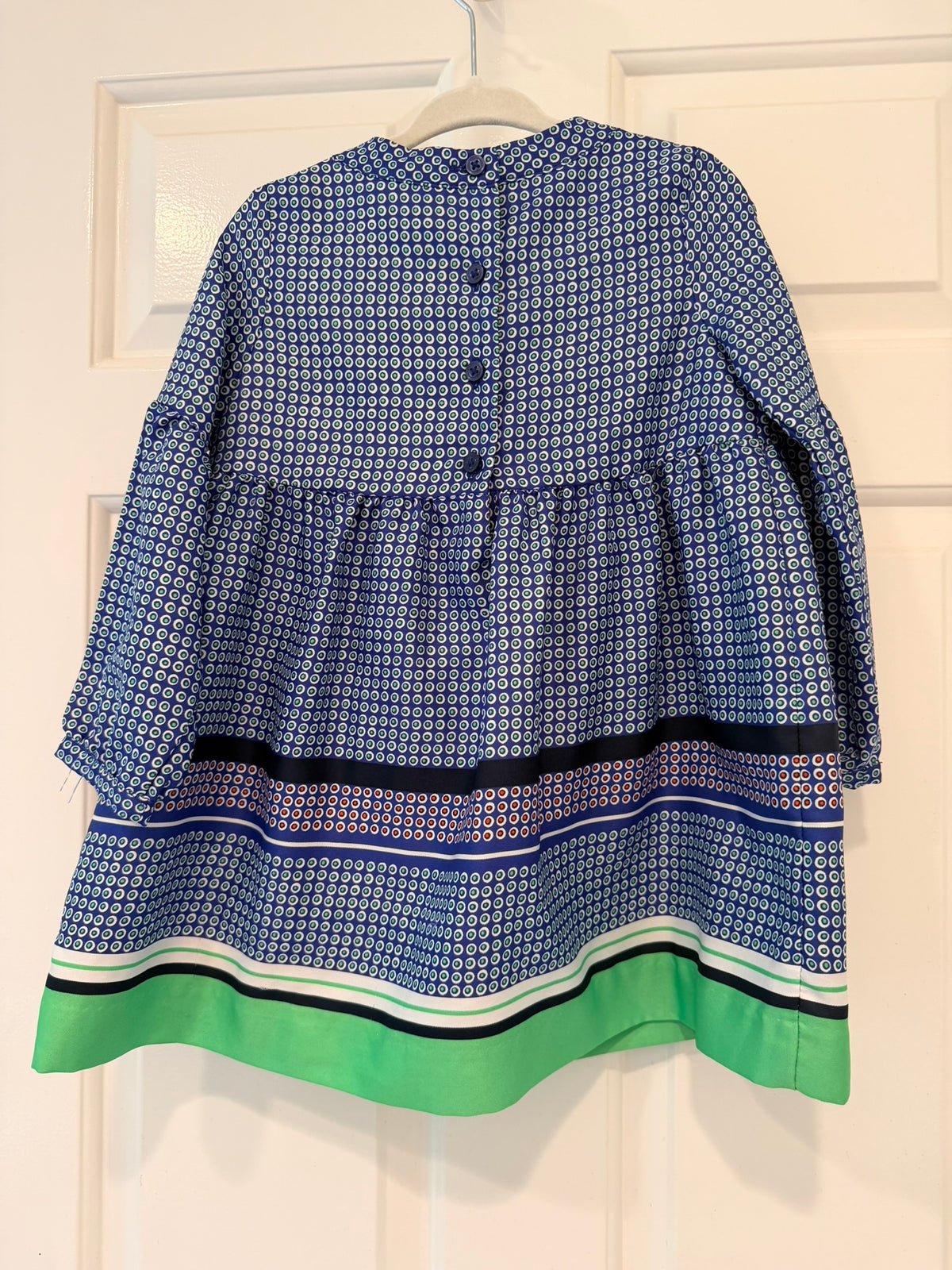 #85 Janie and Jack Blue & Green Polka Dot Dress, Girls 2T