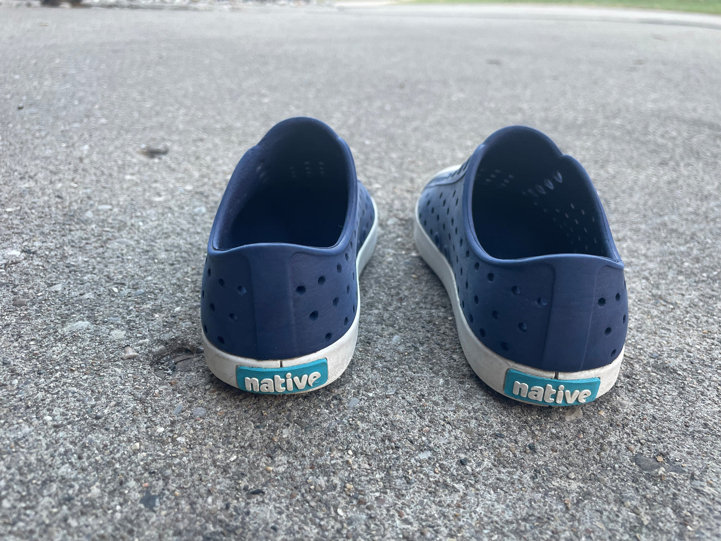 #5 toddler boys navy Native shoes, size 10