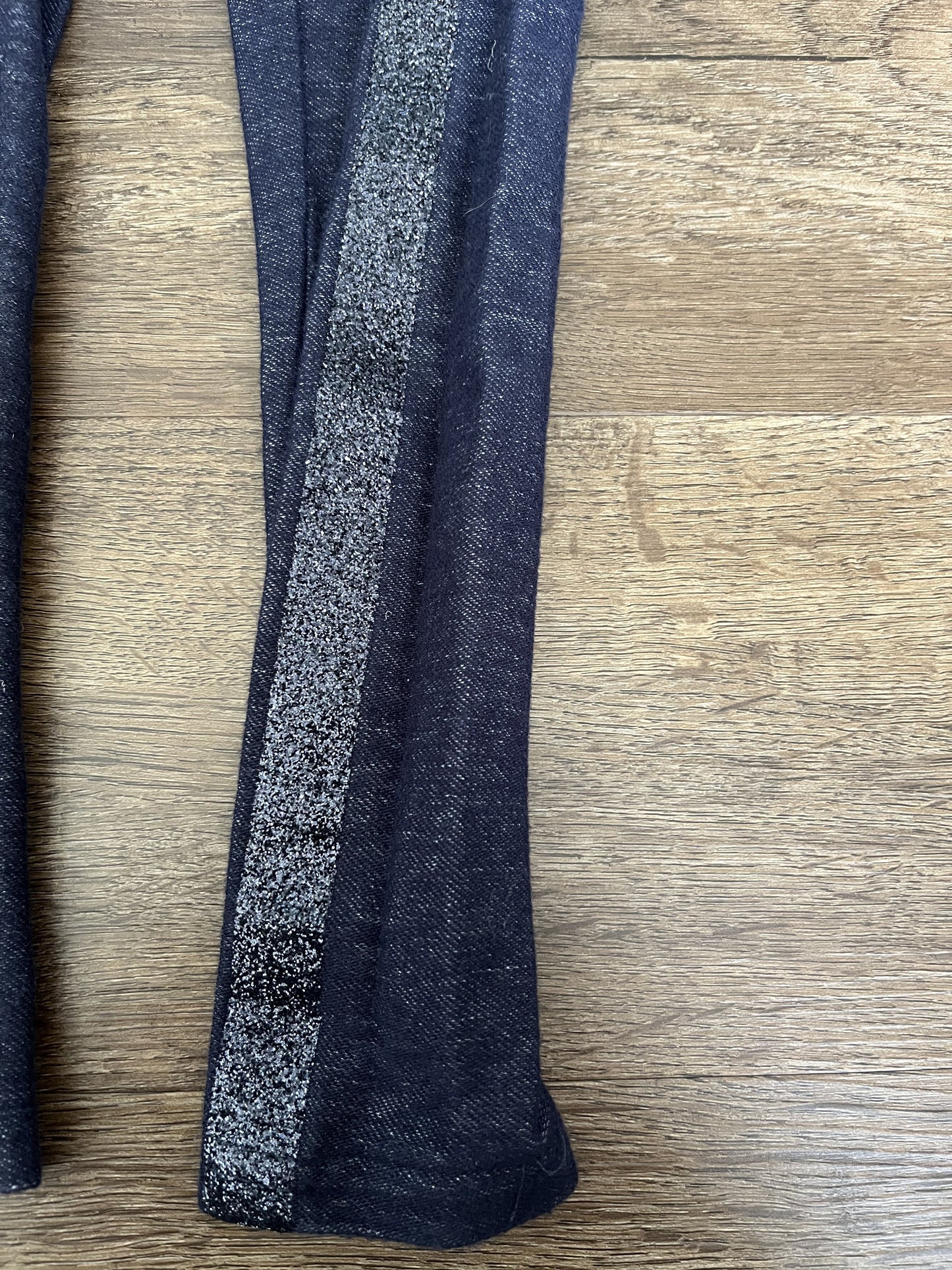 #124 Old Navy Floral Leggings & Dark Blue Leggings with Glitter Side Detailing Girls Size M 10/12