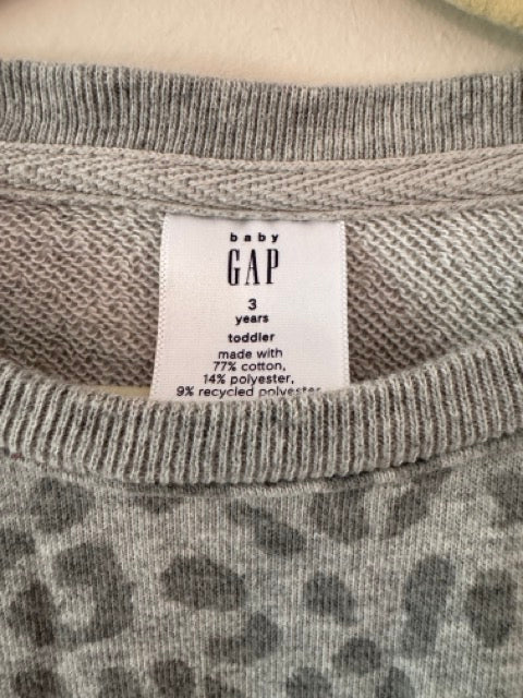#127 Baby Gap Leopard Sweatshirt Dress Girls 3T