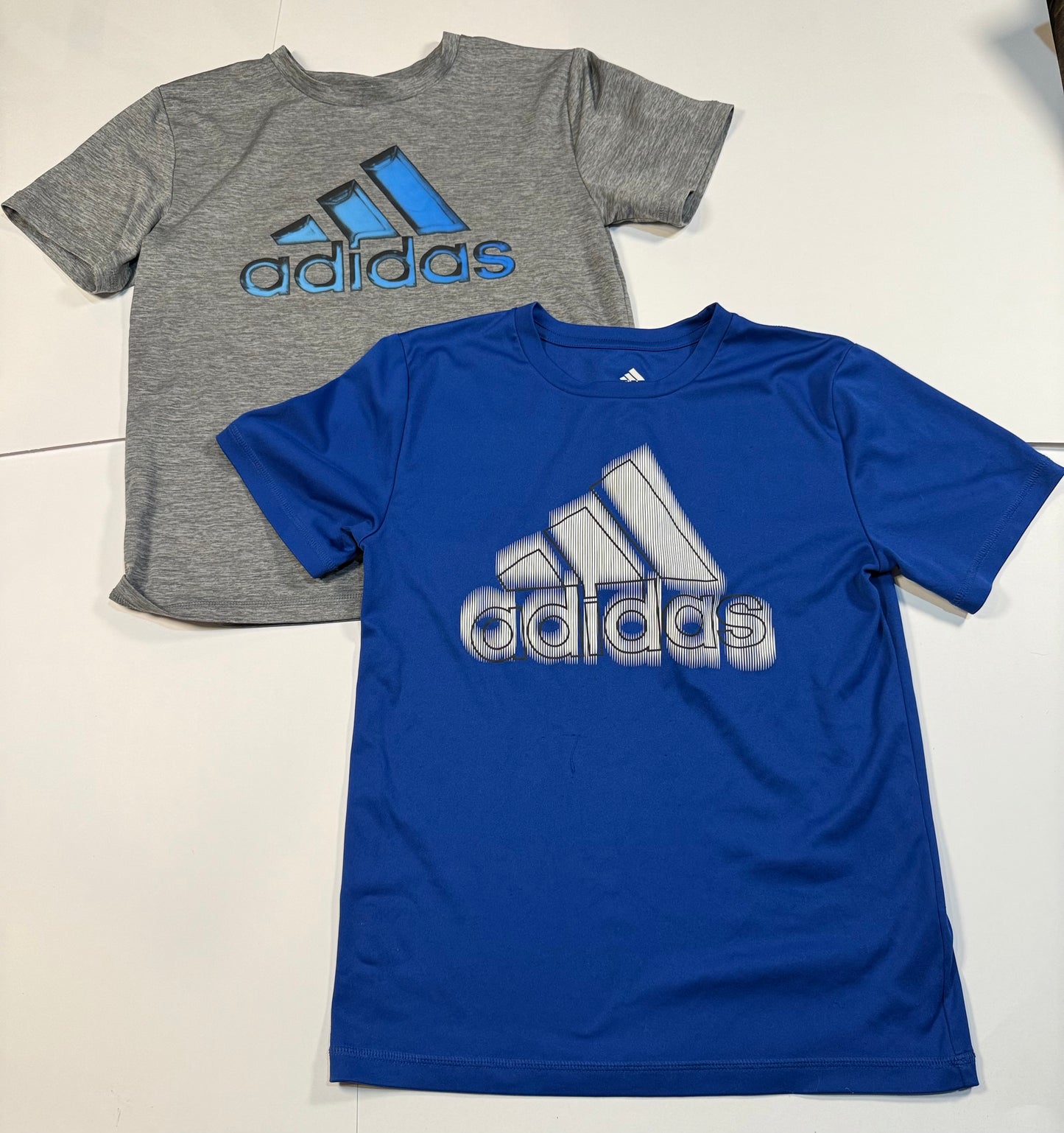 #180 Boys Small (8) Adidas Shirt Bundle- Blue and Gray Athletic Shirts and Red Cotton