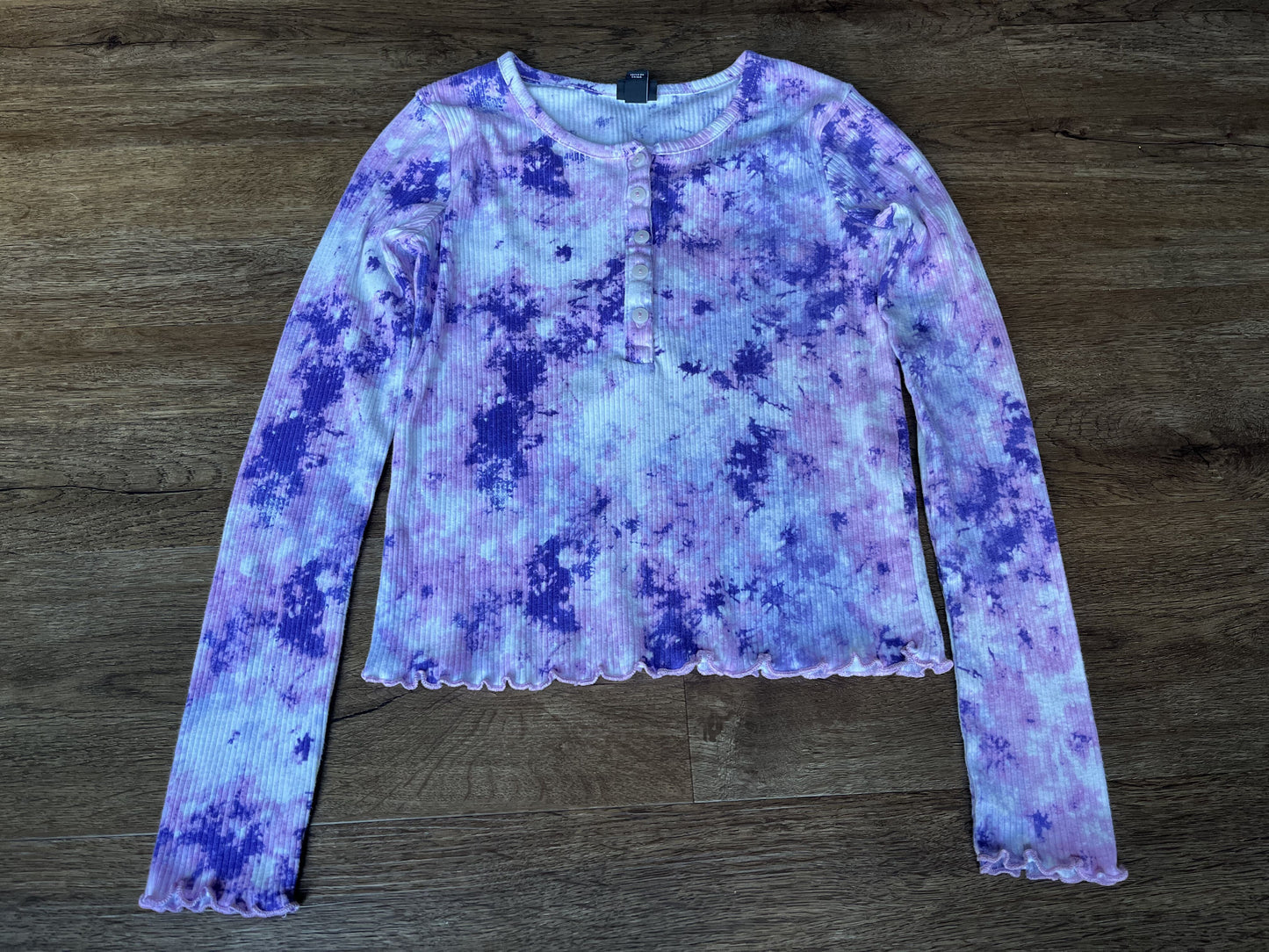 #124 EUC Art Class Henley Long Sleeve Purple Shirt Girls Size L 10/12 (1 of 2)