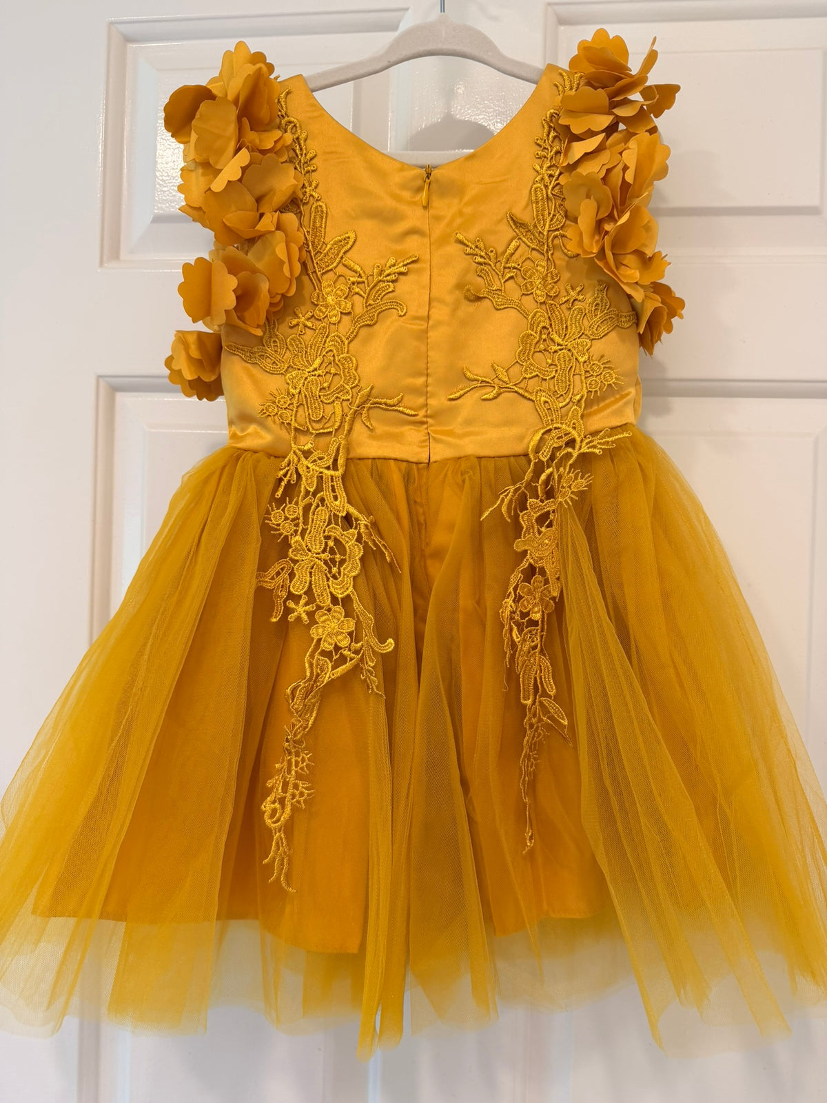 #85 No Brand Yellow Floral Tutu Dress, Girls 2-3T