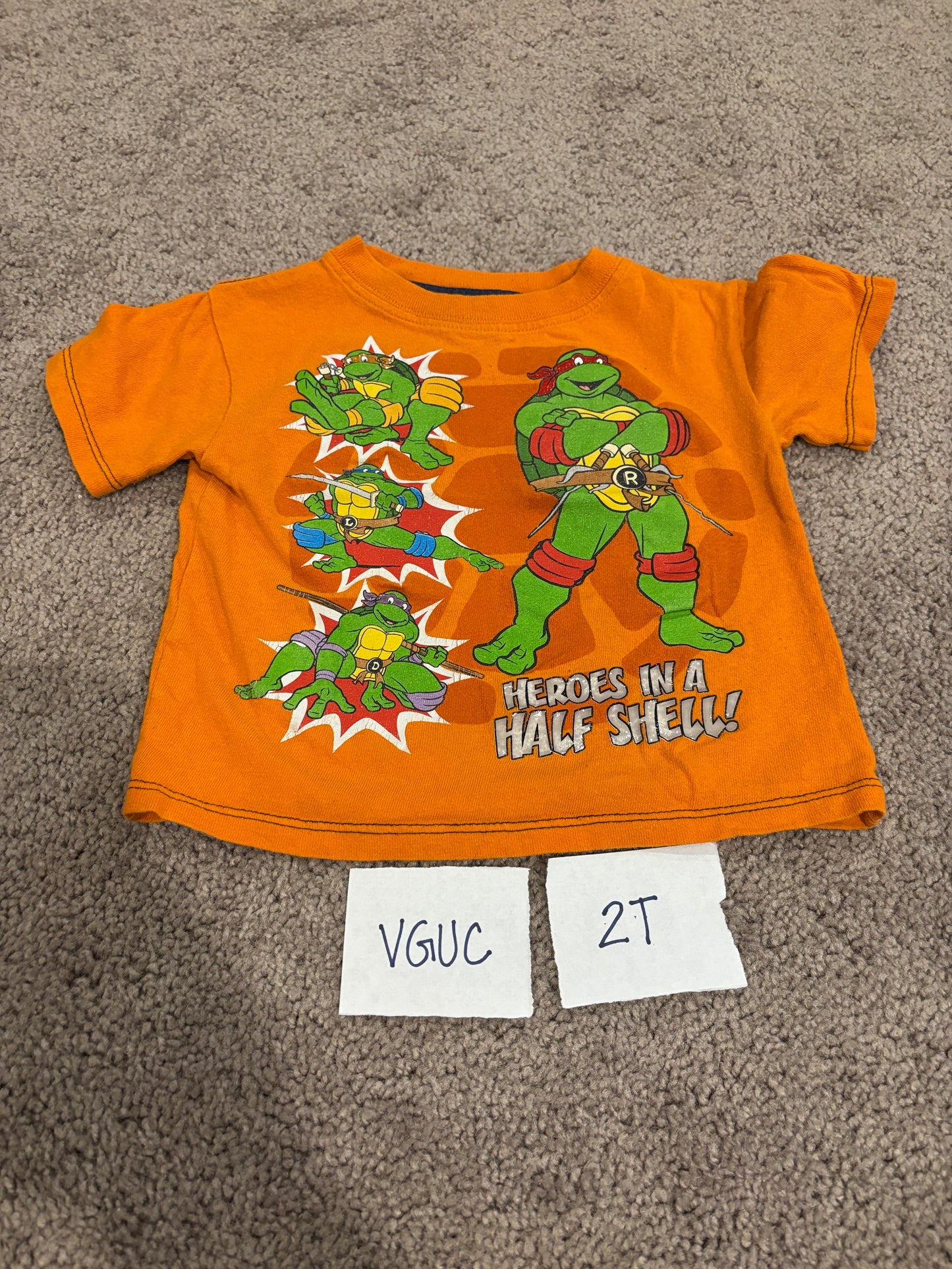 #138 - 2T - VGUC Orange Teenage Mutant Ninja Turtle Shirt - PU 45236