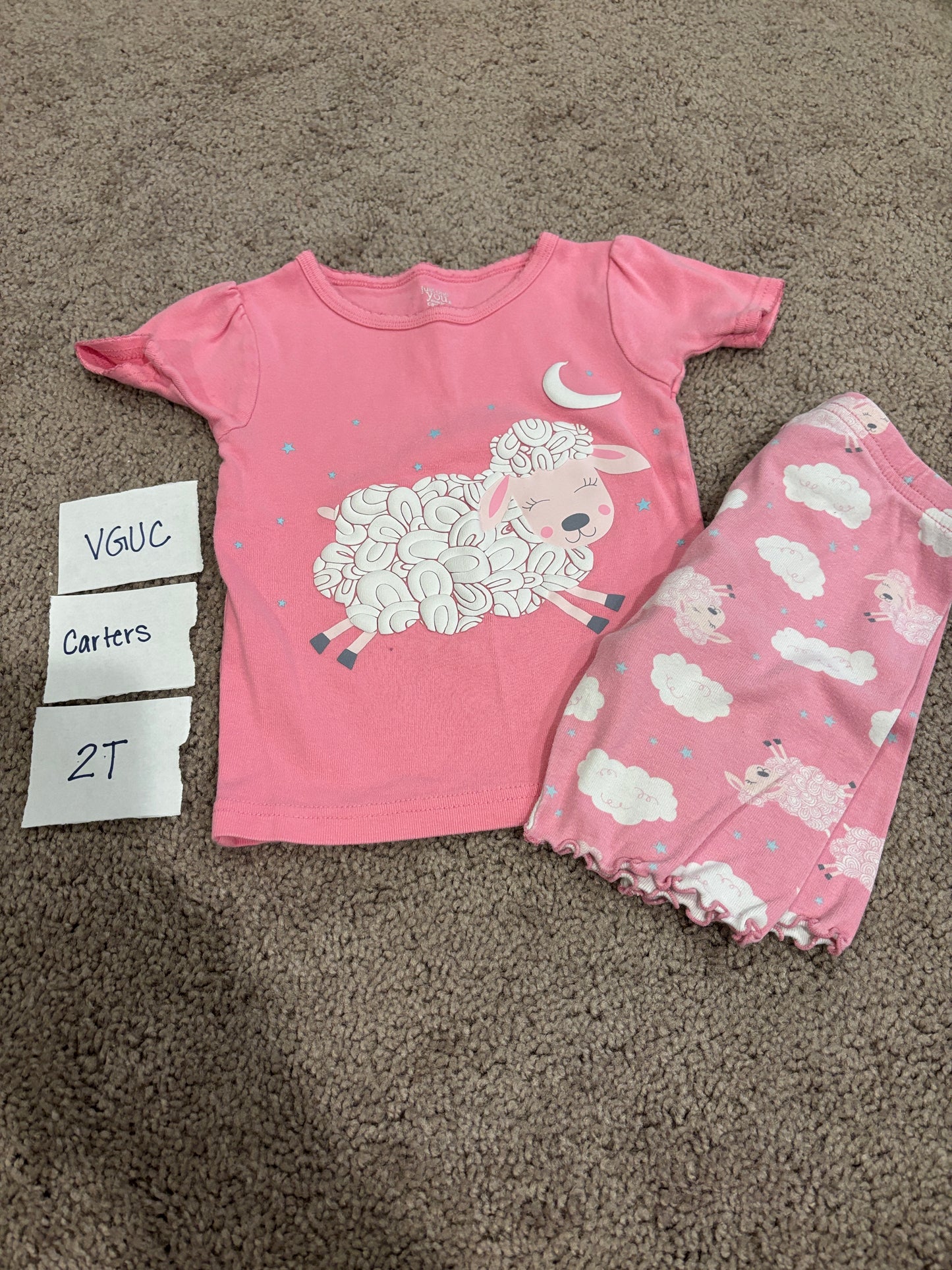 #138 - 2T - VGUC Carters - Pink Sheep PJs - PU 45236
