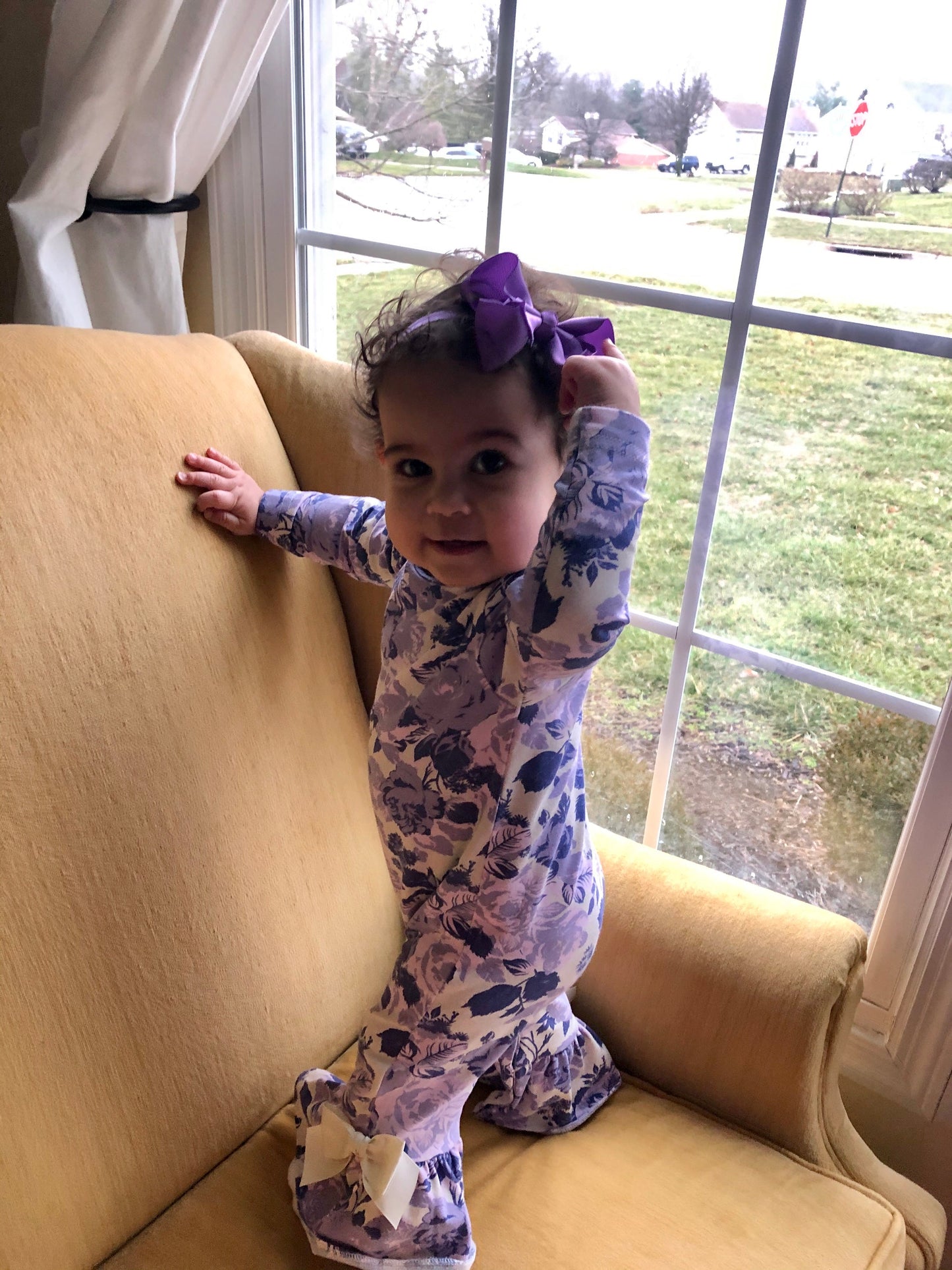 #88 12M Romper Ricrac and ruffles