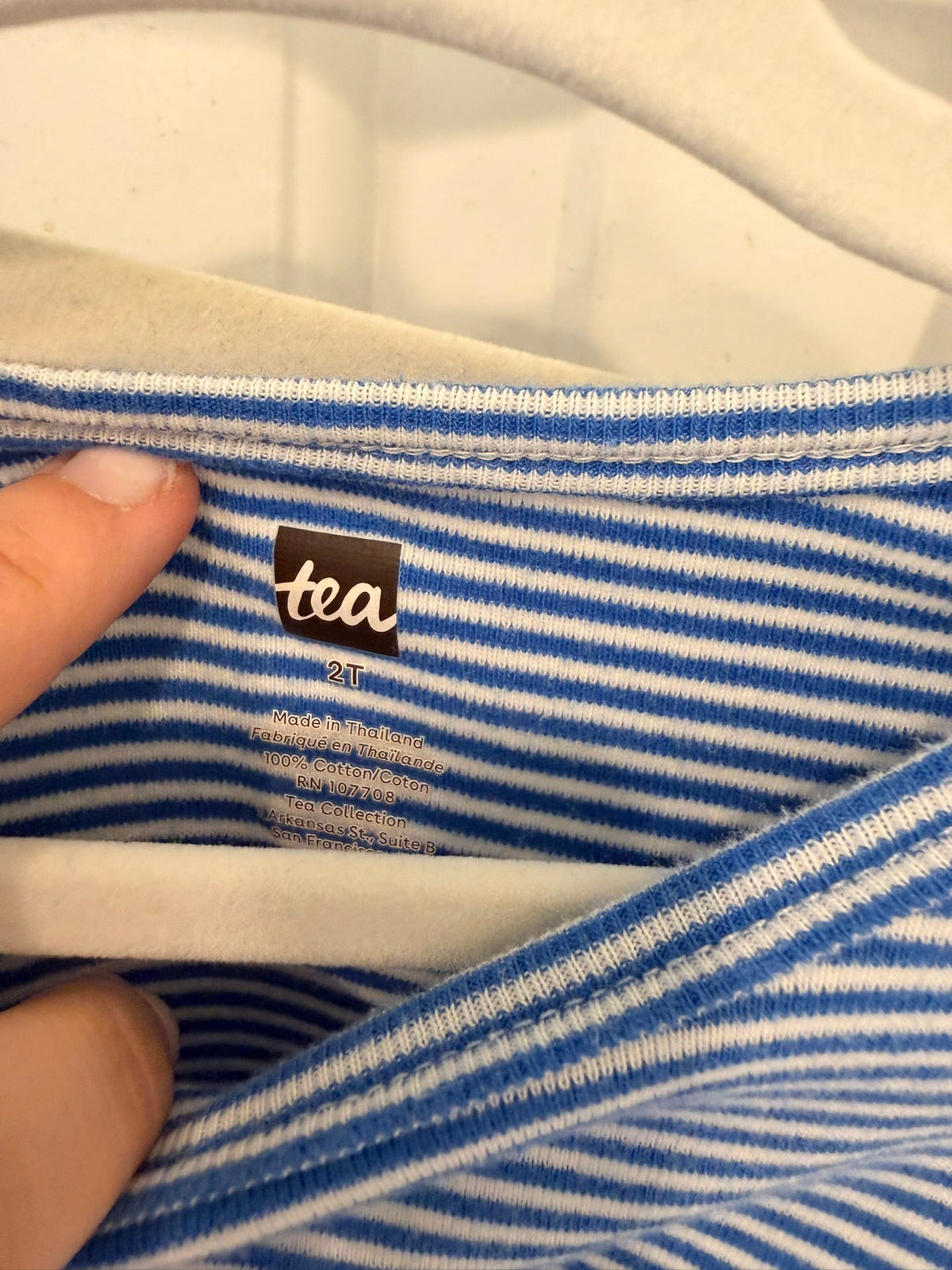 #85 Tea Collection Pair Dresses Blue Striped Floral and Purple, Girls 2T