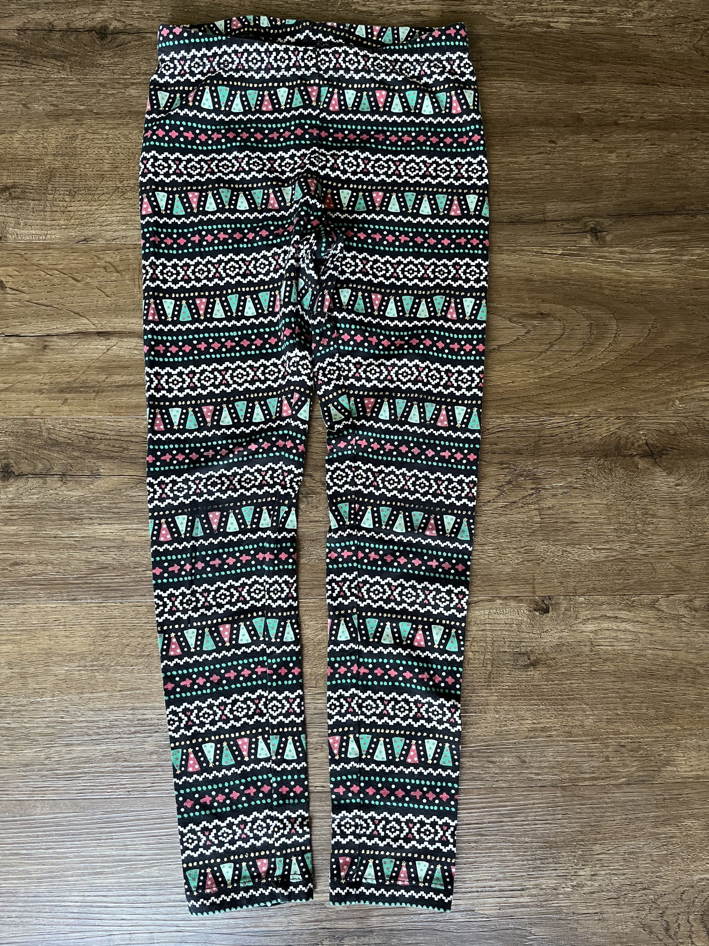 #124 VGUC Cat & Jack Christmas Print Leggings Girls Size M 7/8