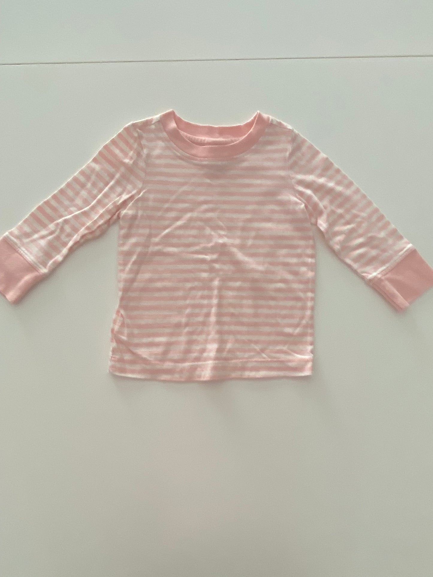 #117- Girls 24M, Hanna Andersson pink/white striped shirt, GUC