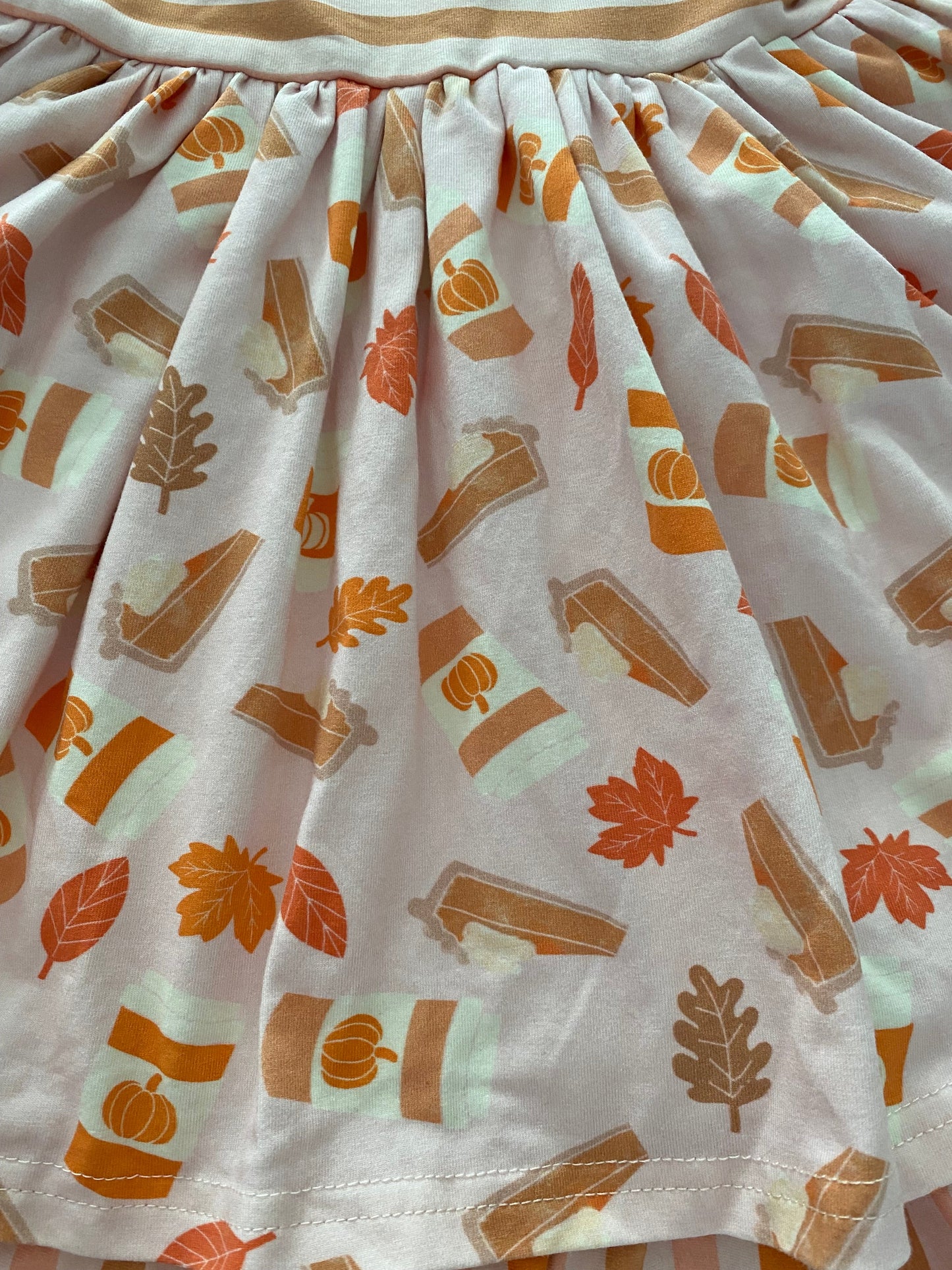 #117- Girls 3T, Smocked Sweets Fall twirl dress, orange striped, EUC,*reduced*