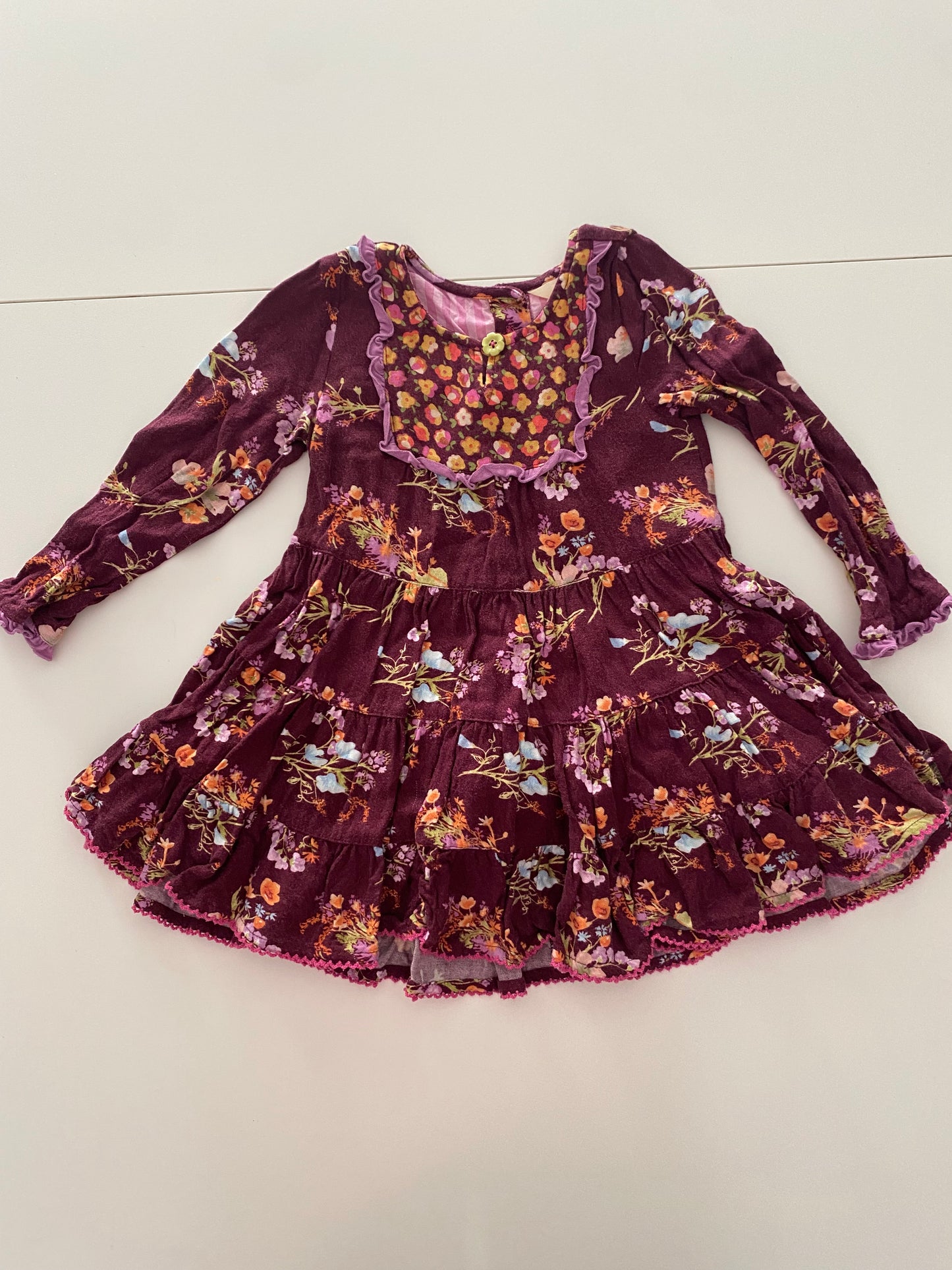 #117- Girls 2T, Matilda Jane Maroon Fall Dress, VGUC