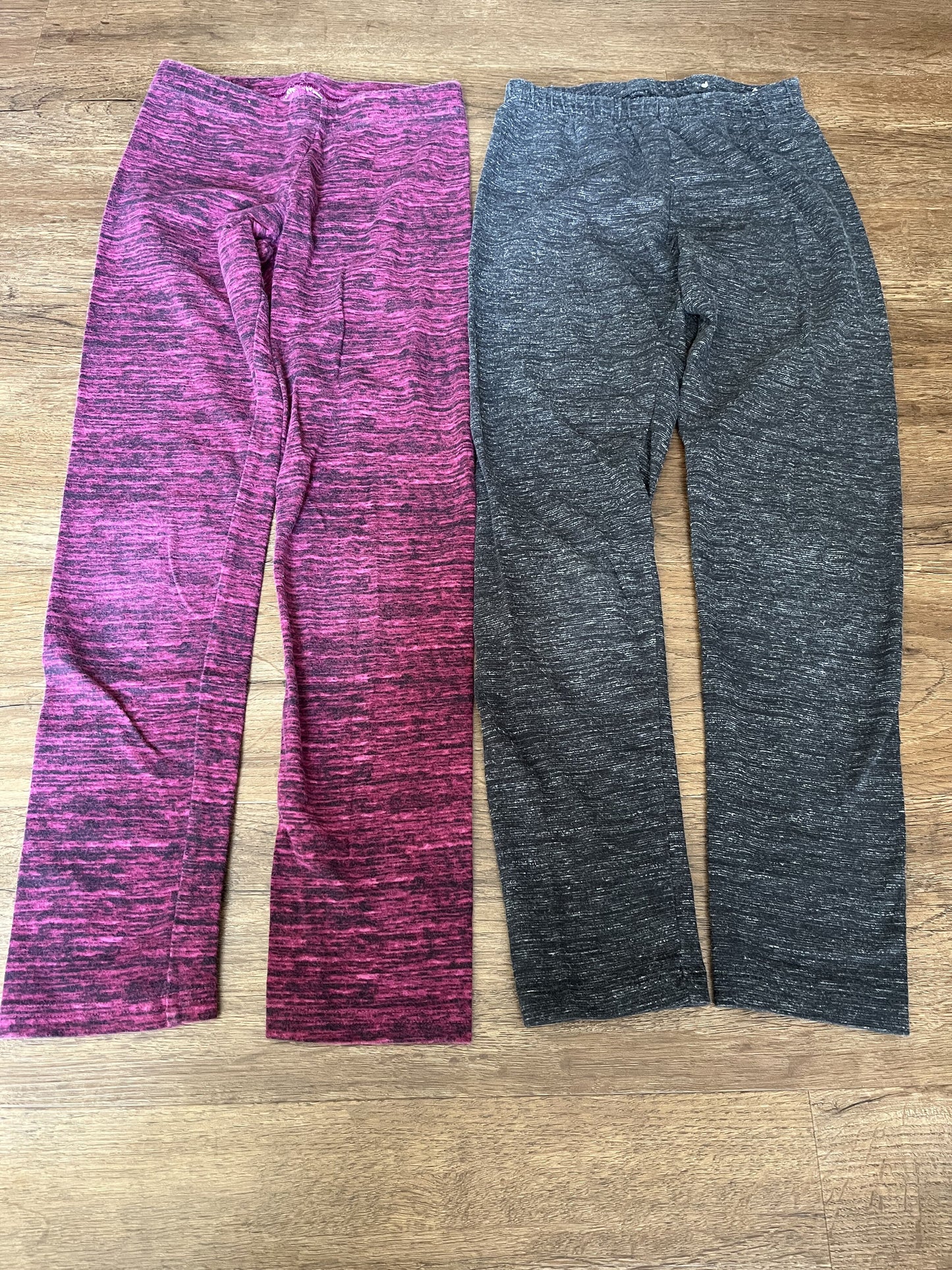 #124 VGUC Old Navy Burgundy/Black & SO Gray/Black Space Dye Leggings Girls Size M 8