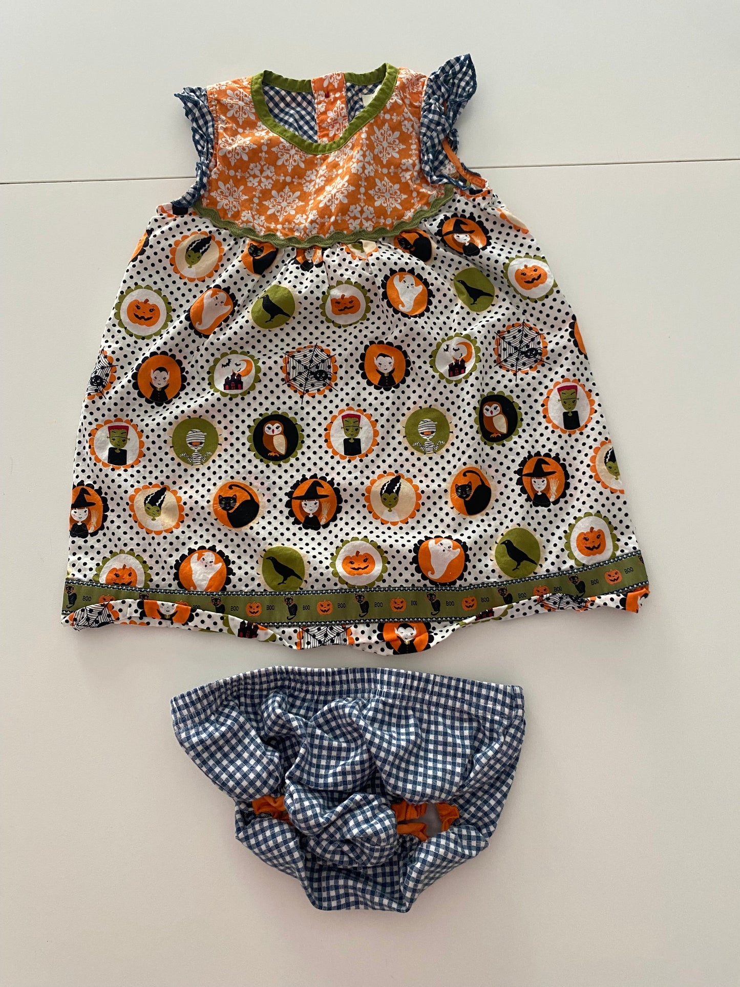 #117- Girls 24M, Matilda Jane Halloween Print Dress w/ bloomers, GUC,*reduced*