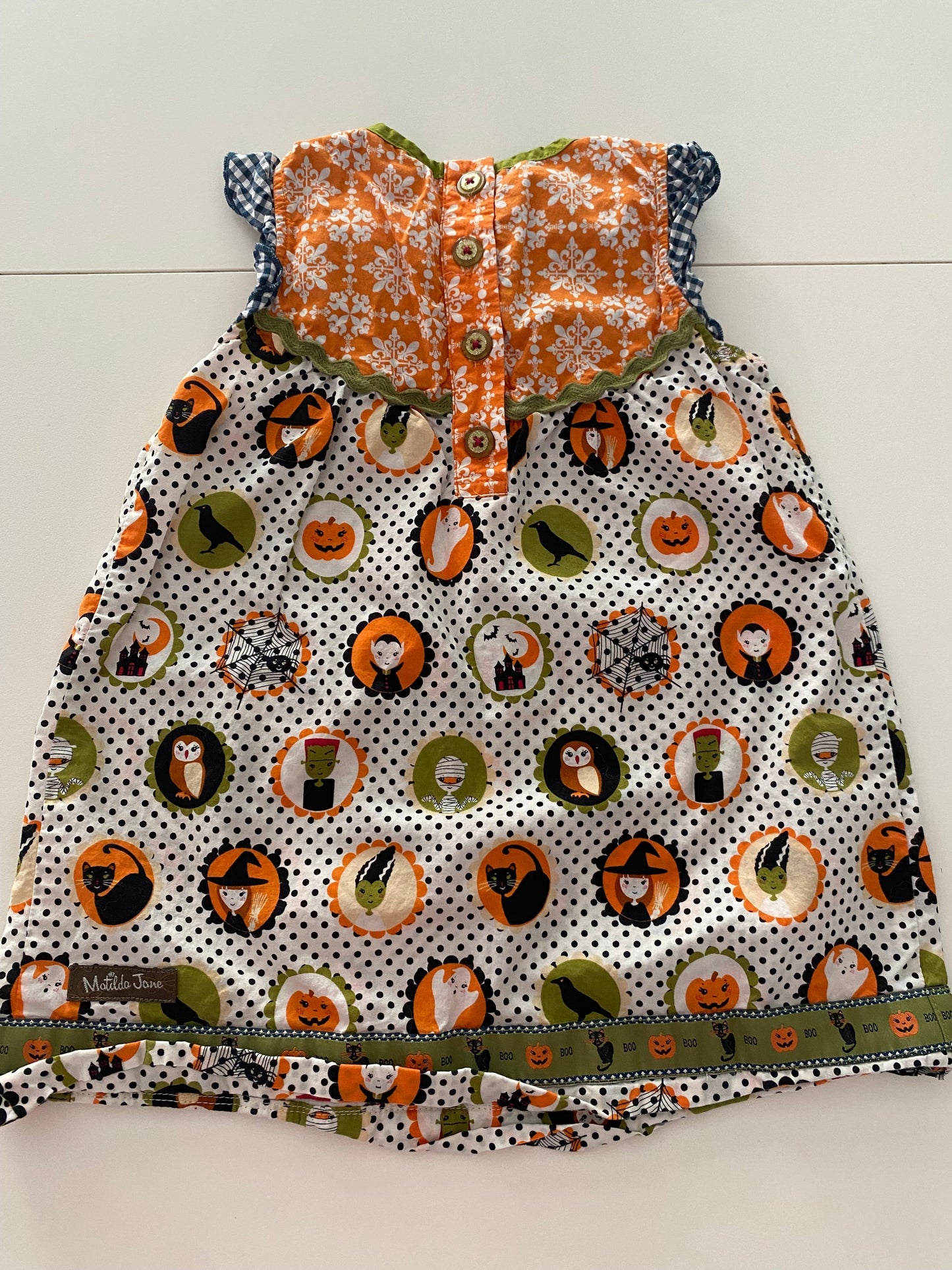 #117- Girls 24M, Matilda Jane Halloween Print Dress w/ bloomers, GUC,*reduced*