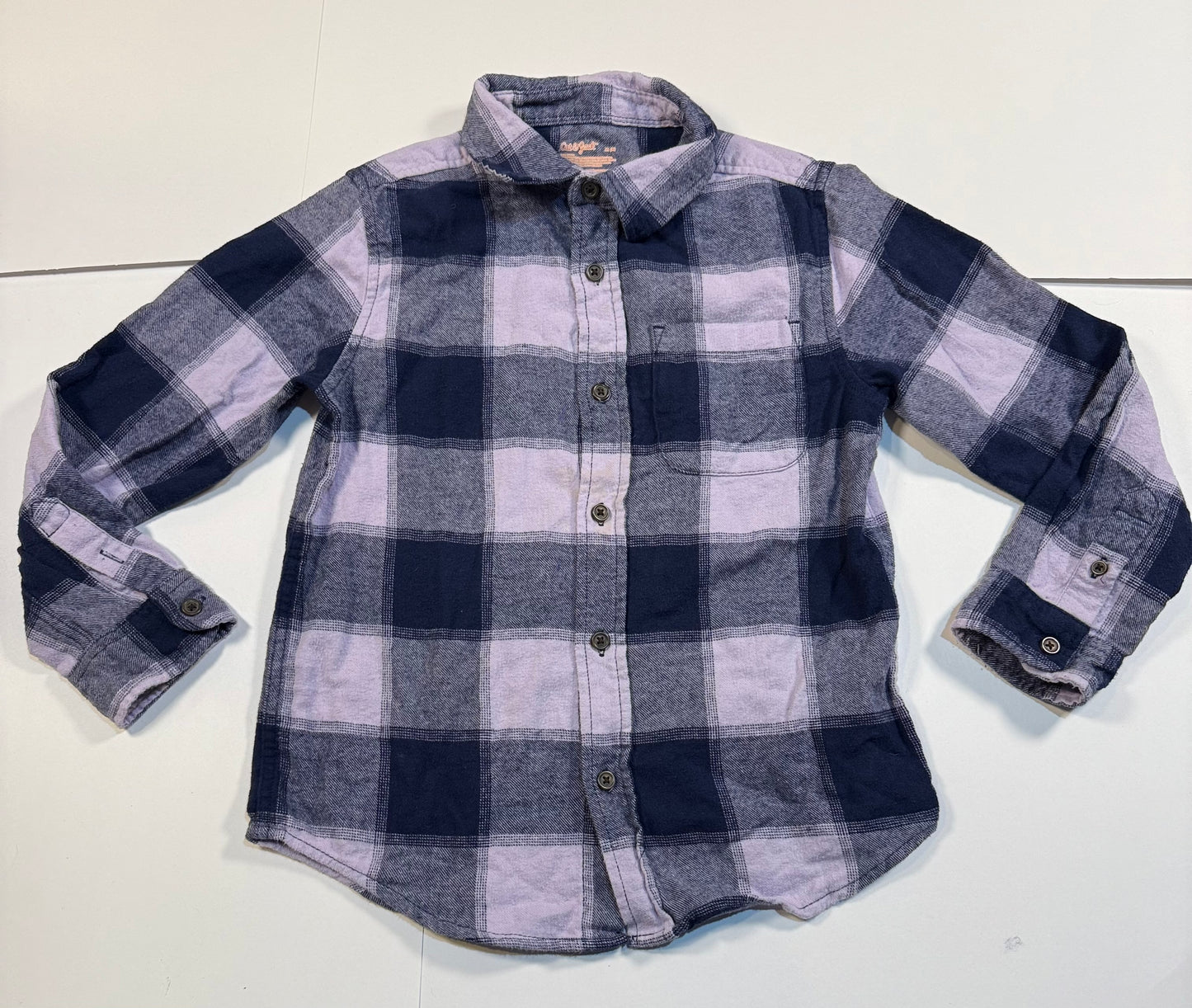 #180 Boys Medium (8) Cat & Jack Flannel Bundle - Blue/white & Navy/Purple Flannel