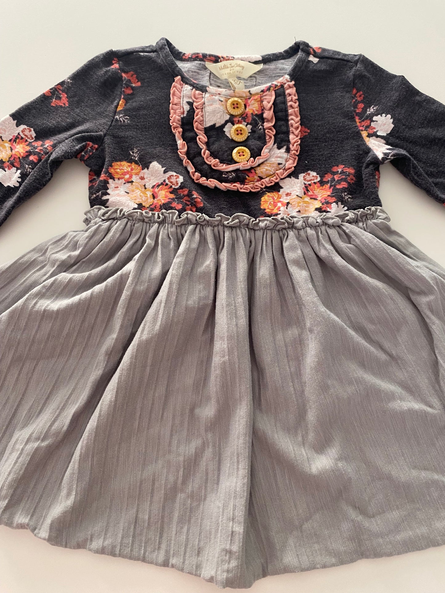 #117- Girls 24M, Matilda Jane gray floral dress, VGUC,*reduced*