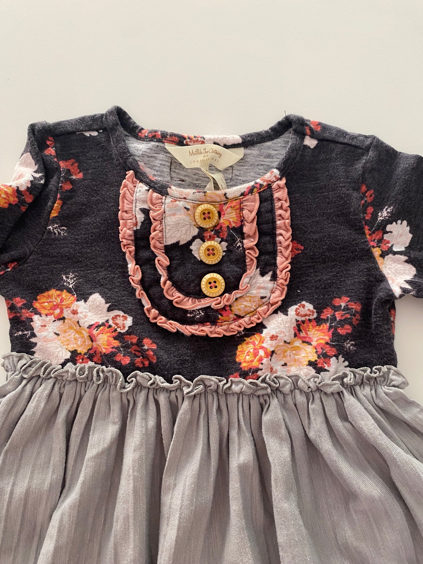 #117- Girls 24M, Matilda Jane gray floral dress, VGUC,*reduced*