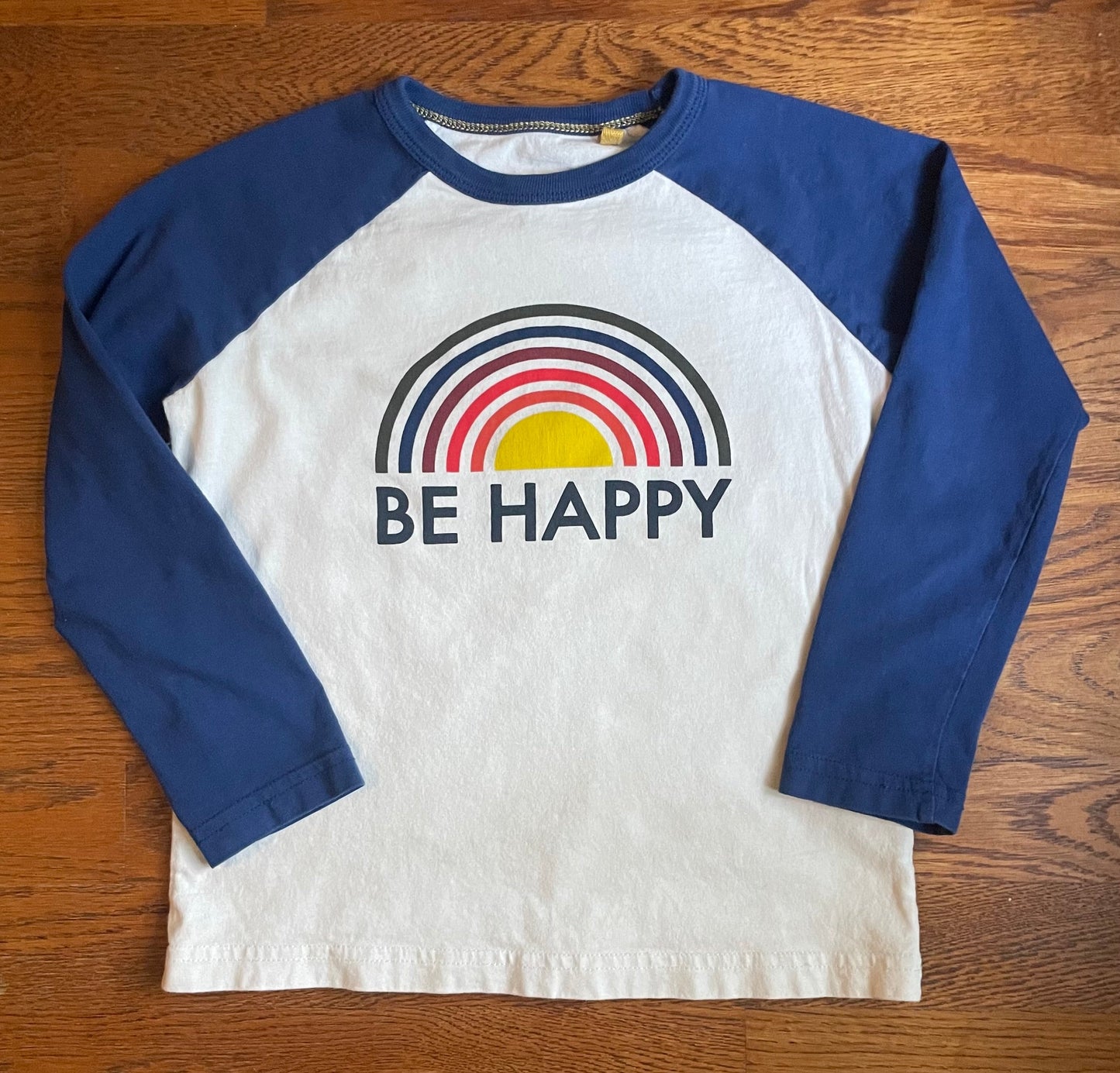 *reduced* Seller #71 Mini Boden Be Happy long sleeve tee boys size 5-6