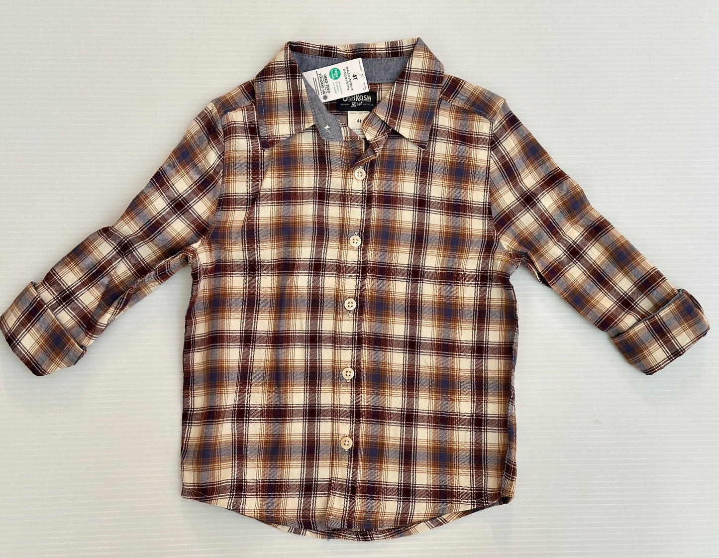Seller #168 OshKosh Boys 4T NWT Button Down Plaid Flannel