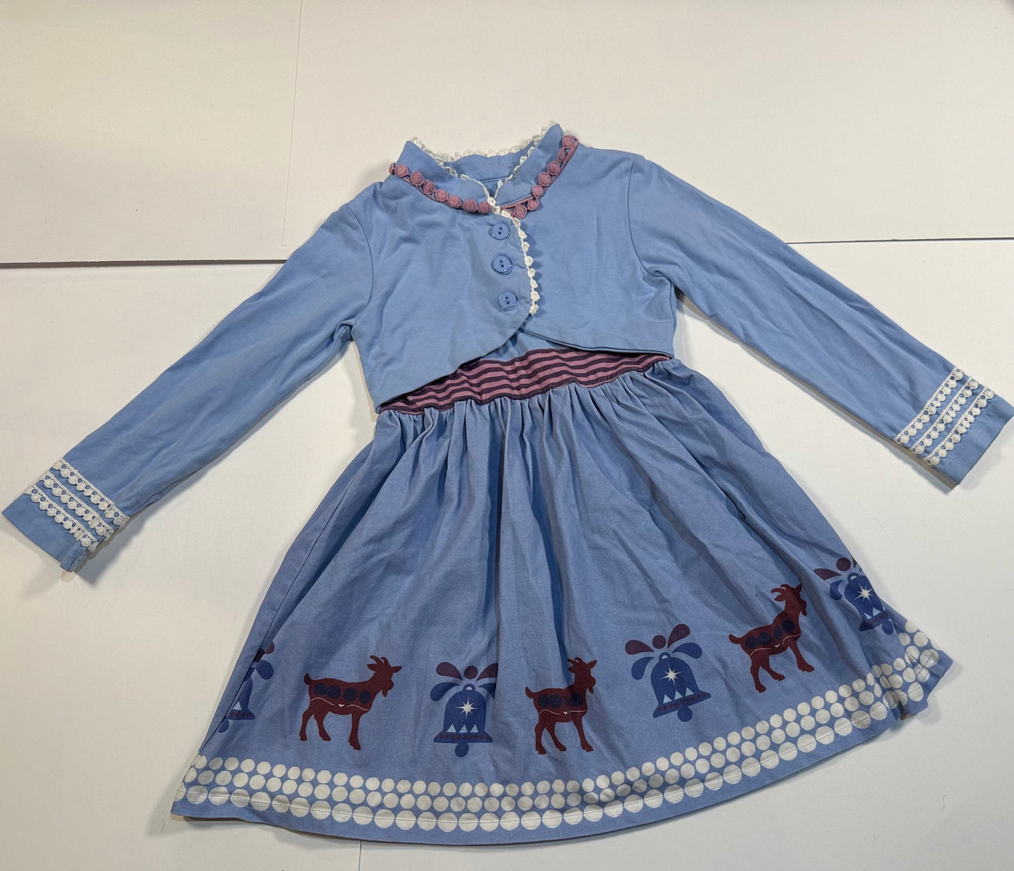 #180 Girls 5 Only Little Once Frozen Inspired Holiday Fever Dress(2 of 2 available)