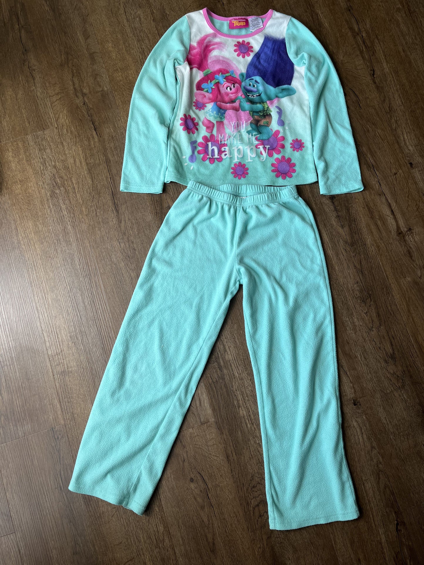 #124 Trolls Fleece Pajamas Girls Size 7/8