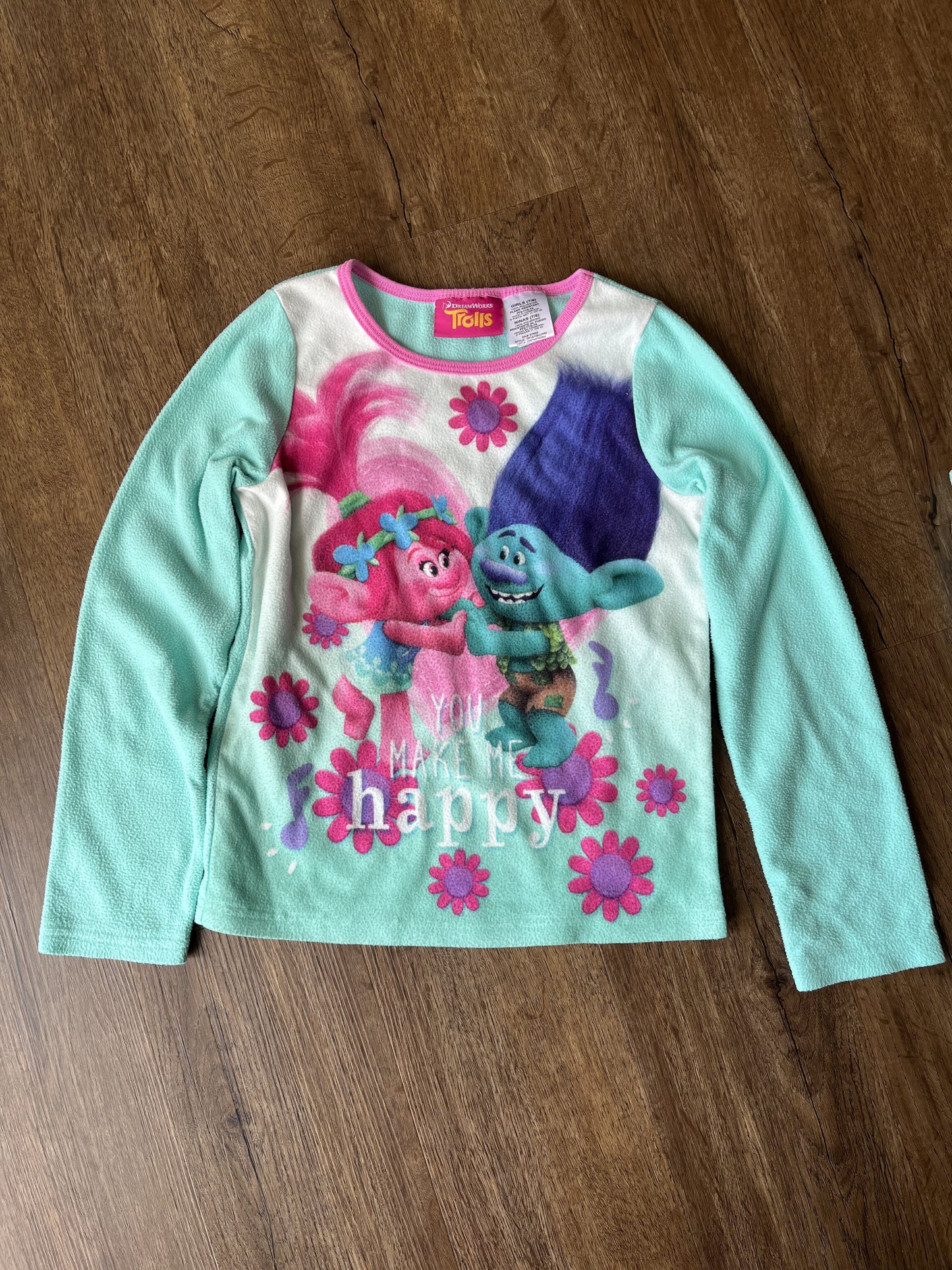#124 Trolls Fleece Pajamas Girls Size 7/8