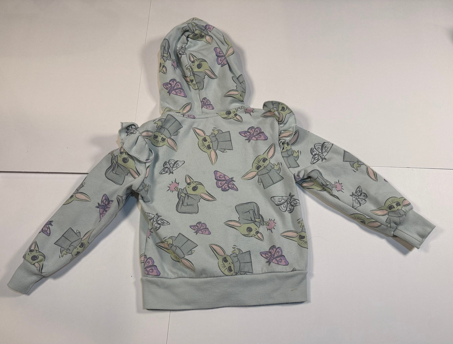 #180 Girls 5 Baby Yoda Hoodie Shirt and Tulle Skirt Set