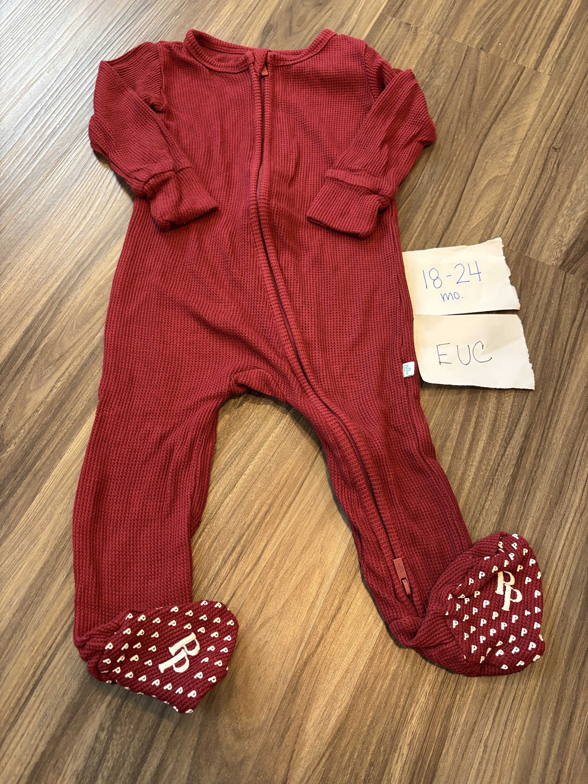 #138 - 18-24 Mo EUC Bamboo (Posh Peanut) Maroon Waffle Zippy