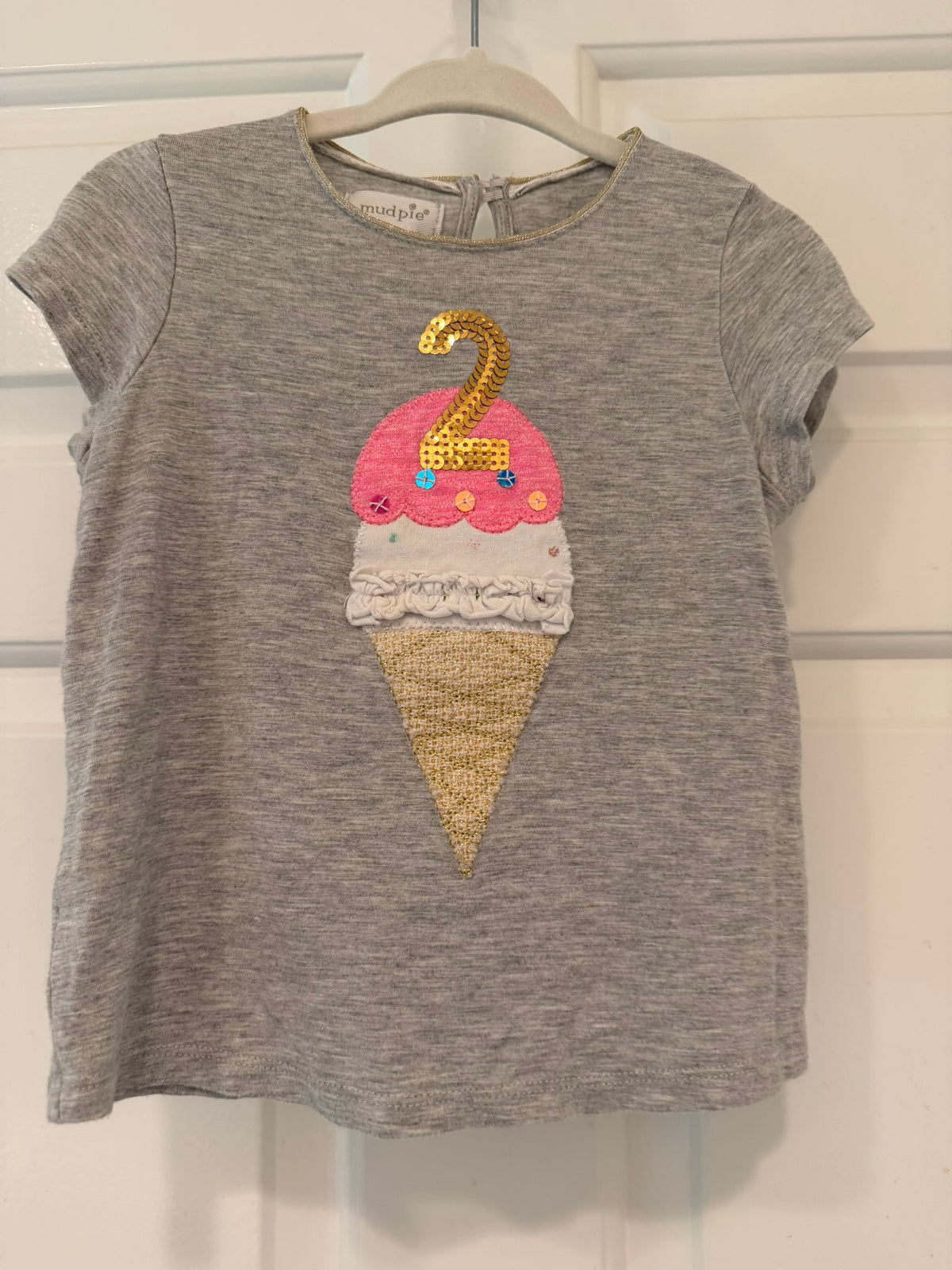 #85 Mudpie Ice Cream 2nd Birthday Two Tshirt, Girls 24m