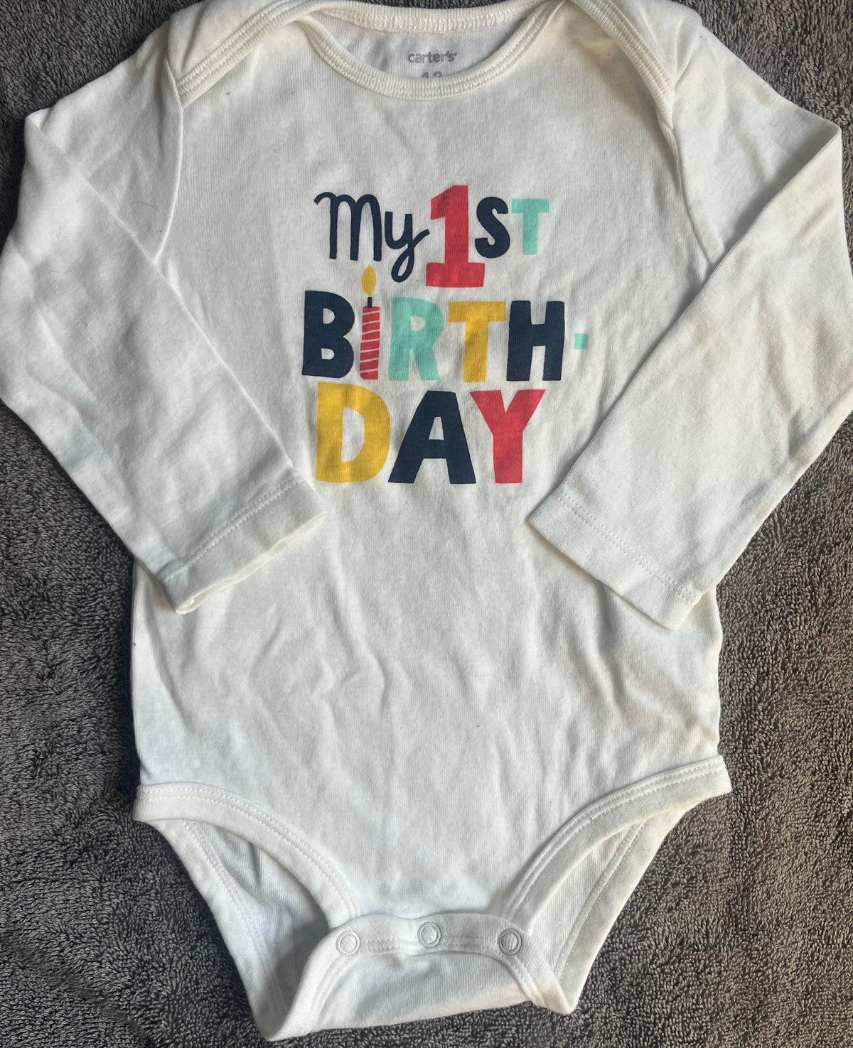 Seller #13 Carter’s gender neutral 12 months First Birthday onesie