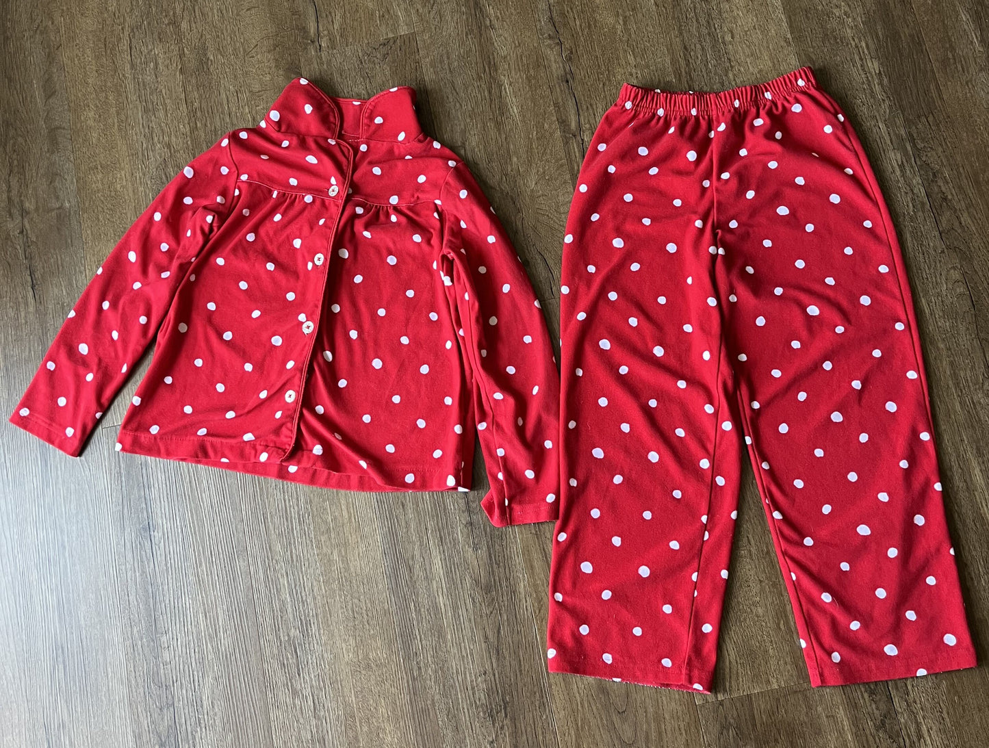 #124 Carters Red Polka Dot Pajamas Girls Size 7