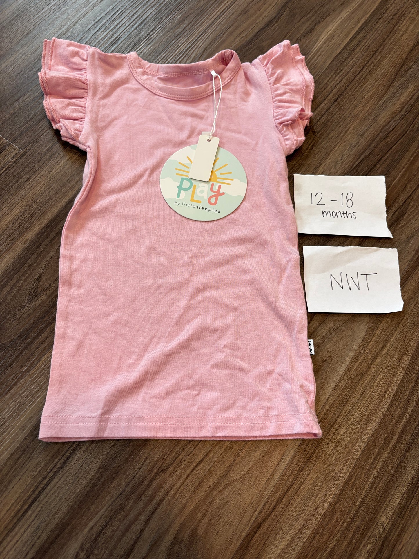 #138 - 12-18 Mo - NWT Little Sleepies - Pink Flutter Tee - PU 45236