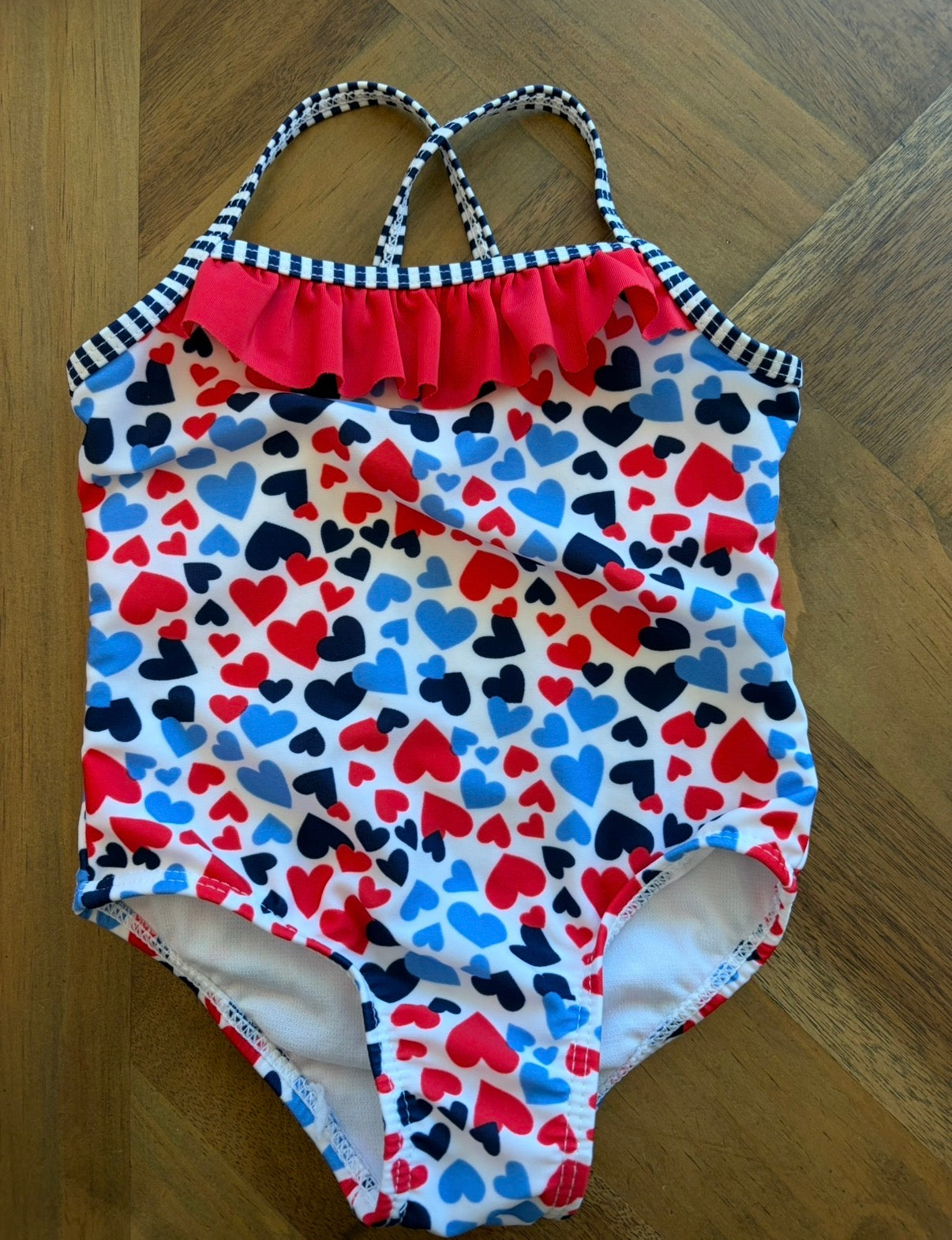 Seller 22 red white and blue heart swimsuit 18 month