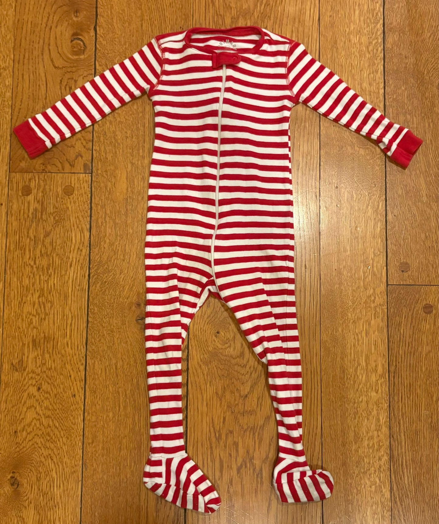 Seller 98 Boys 18-24m Primary 100% Organic Cotton Red Striped Zip Footie