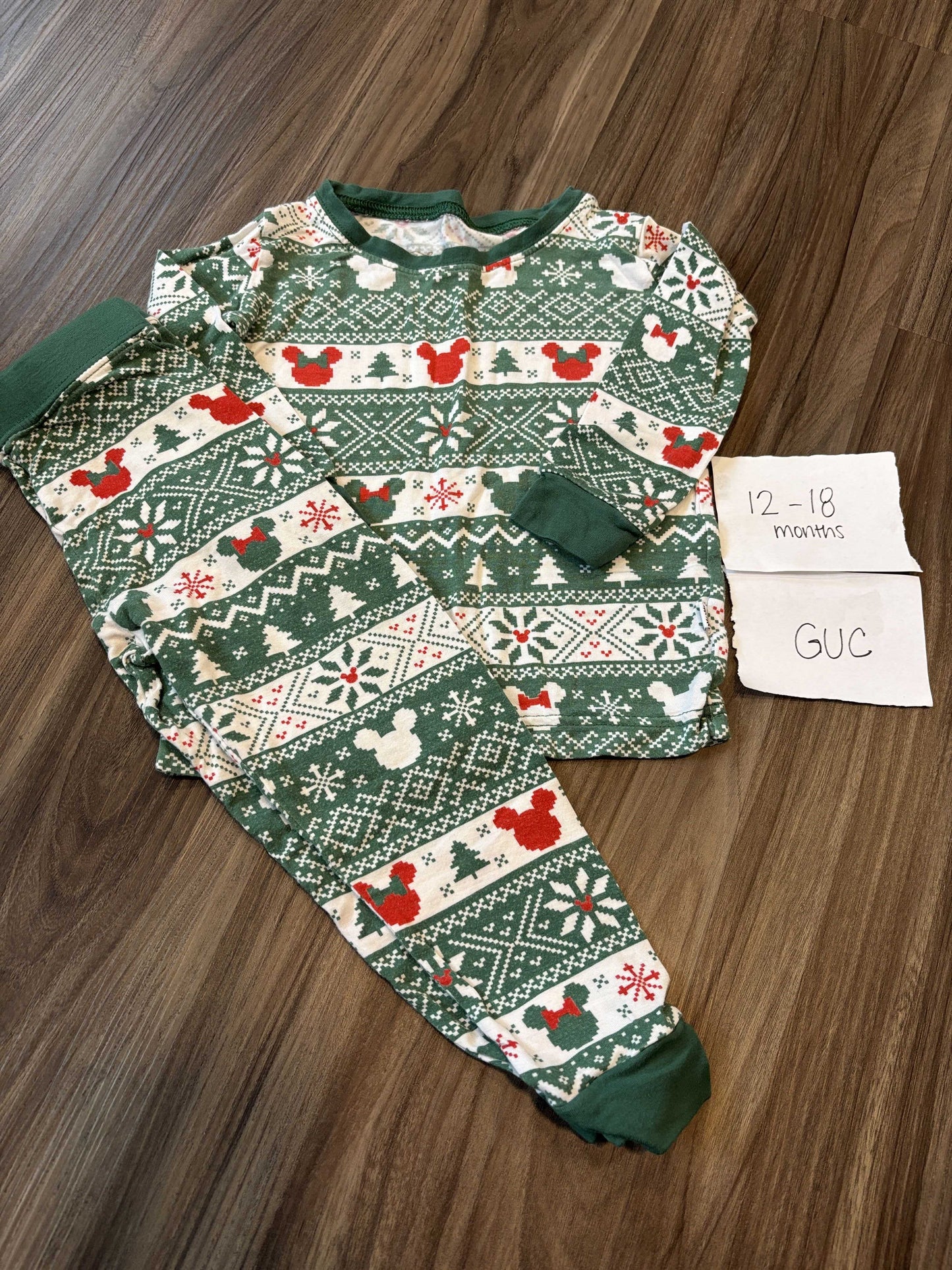 #138 - 12-18 Mo Little Sleepies (Bamboo) GUC Mickey Fair Isle PJs