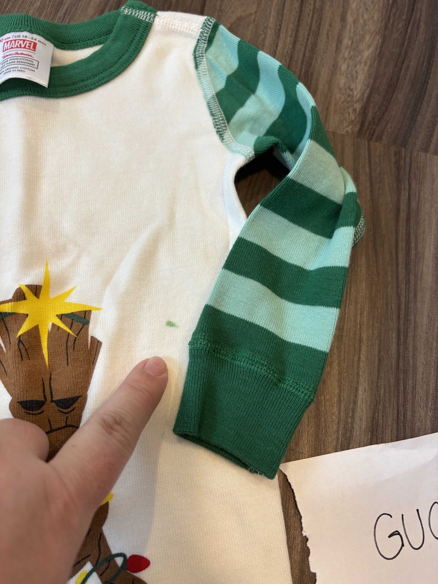 #138 - 18-24 Mo - GUC Hanna Andersson - Groot/Rocket Christmas PJs (untreated spot) - PU 45236