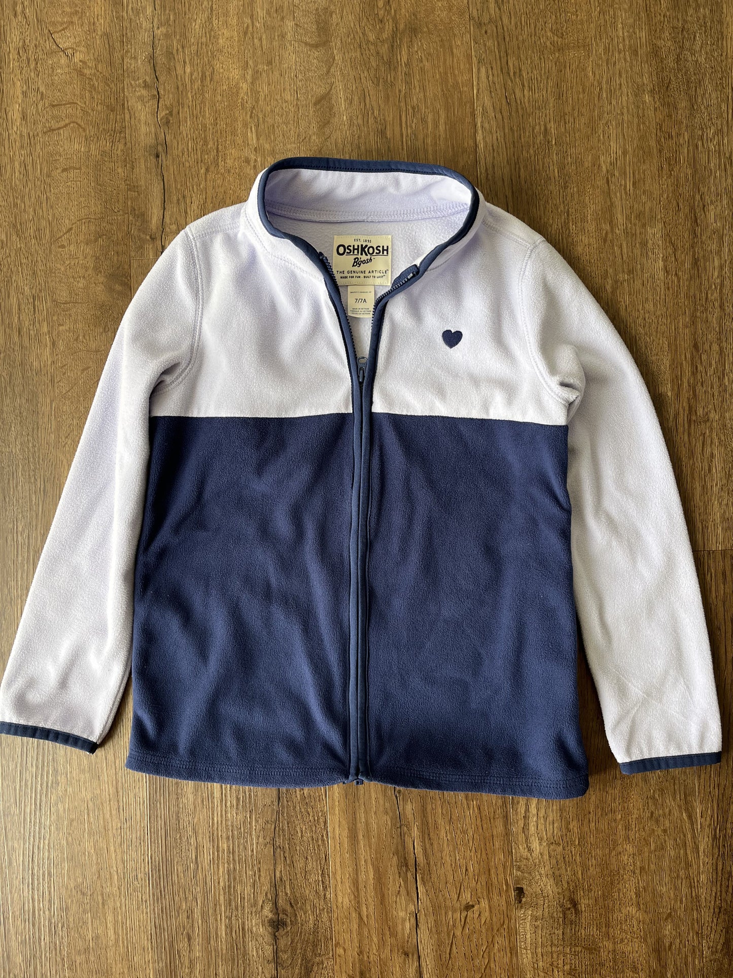 #124 EUC OshKosh B'Gosh Purple Lightweight Zipper Fleece Jacket Girls Size 7