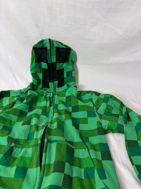 #90 Mad Engine Minecraft Creeper zip-up hoodie Boys size Small