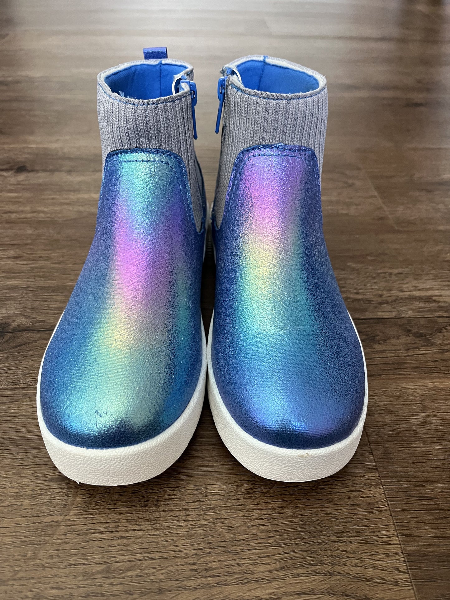 #124 Never Worn Lands' End Iridescent Zipper Booties Girls Size 3