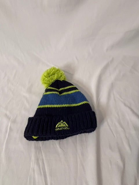 #90 SNOZU Unisex Knit Pom Winter Beanie Hat – Navy Blue & Lime Green